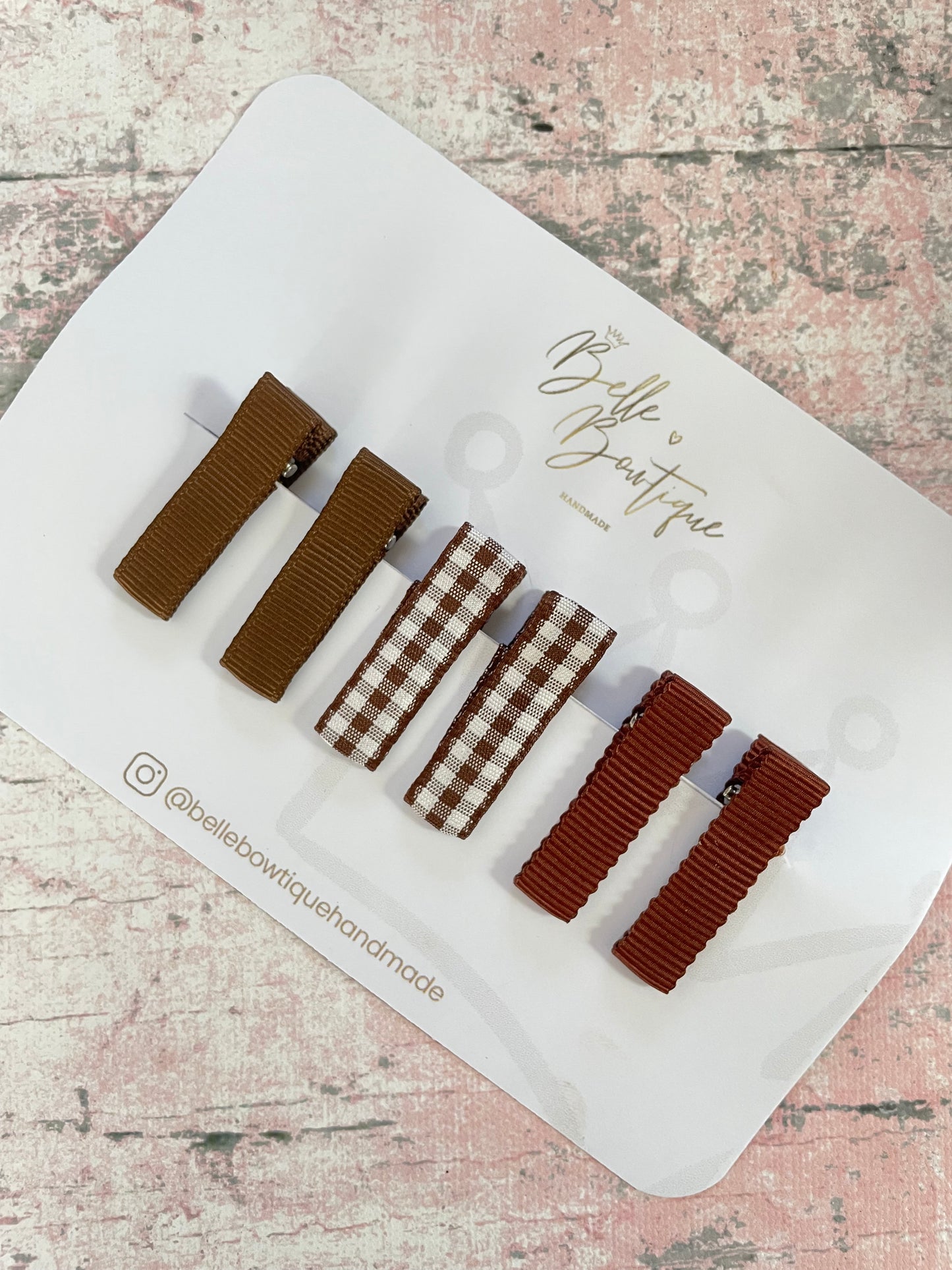 School Ribbon Fringe Clips Gingham