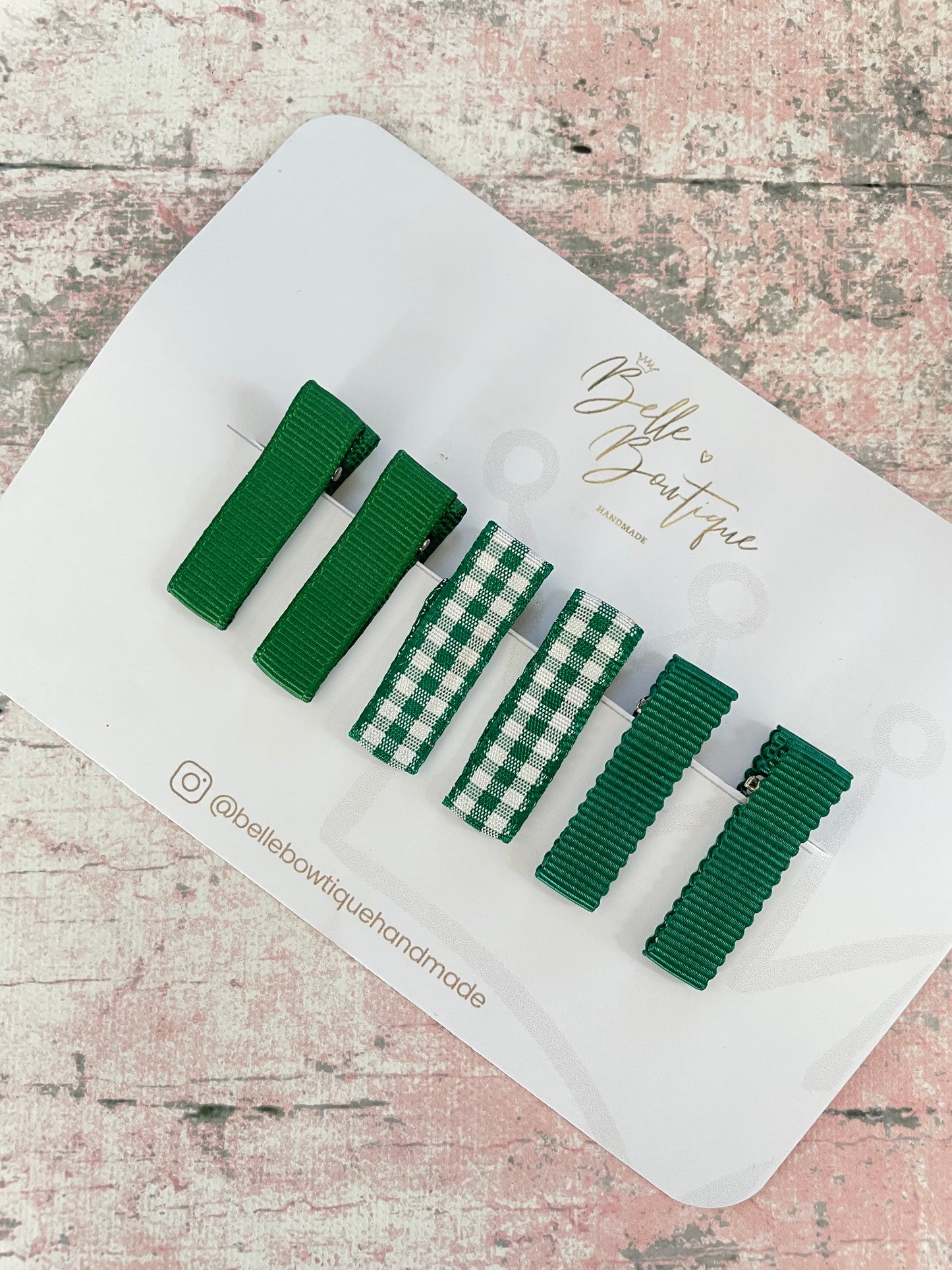 School Ribbon Fringe Clips Gingham
