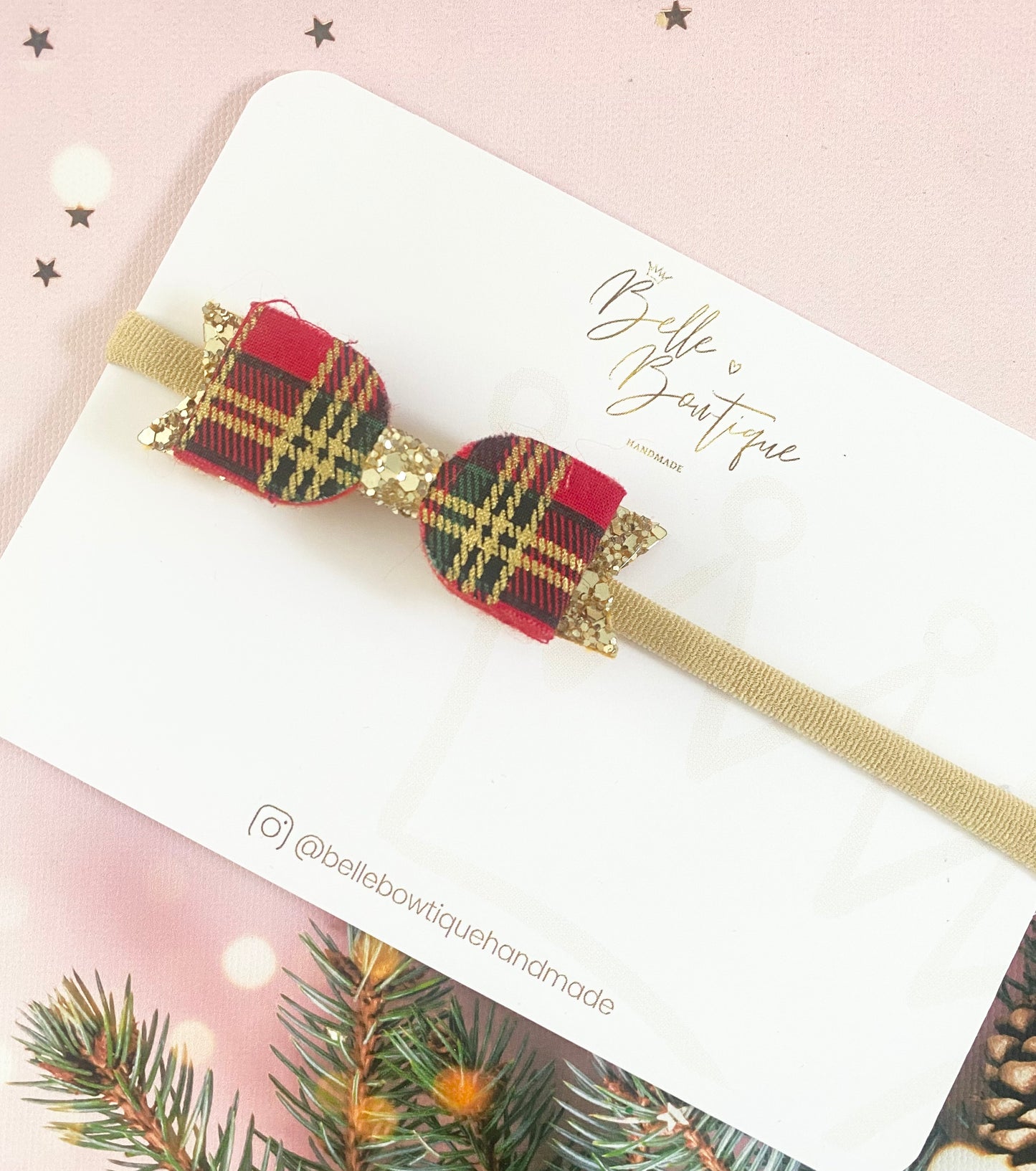 Tartan Baby Bow Christmas Headband