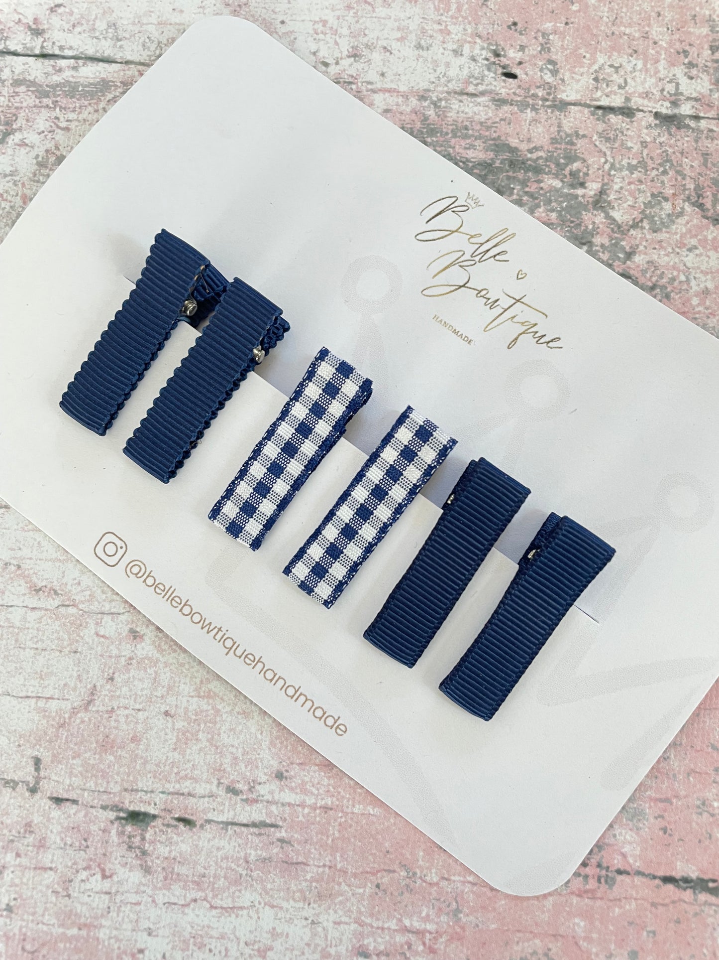 School Ribbon Fringe Clips Gingham