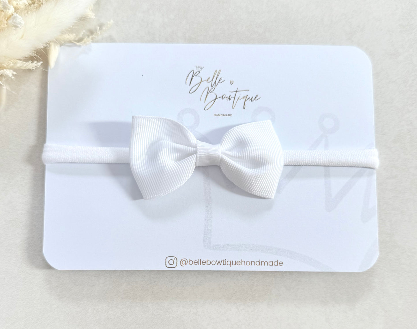 White Grosgrain Bow Baby Headband