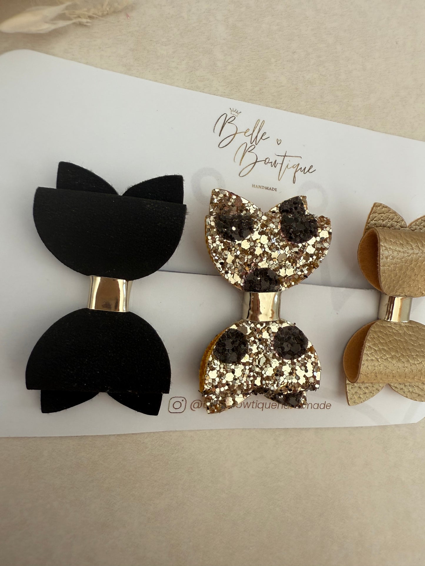 Trio Bow Set Black Gold