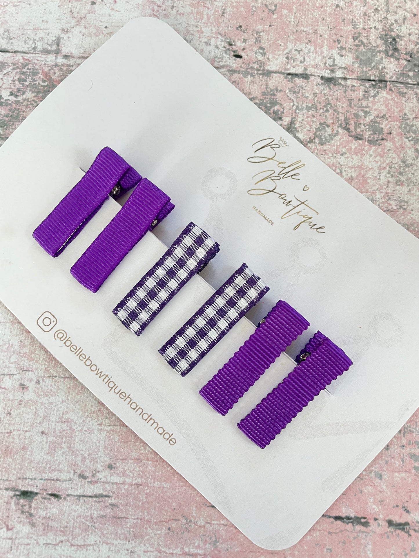School Ribbon Fringe Clips Gingham