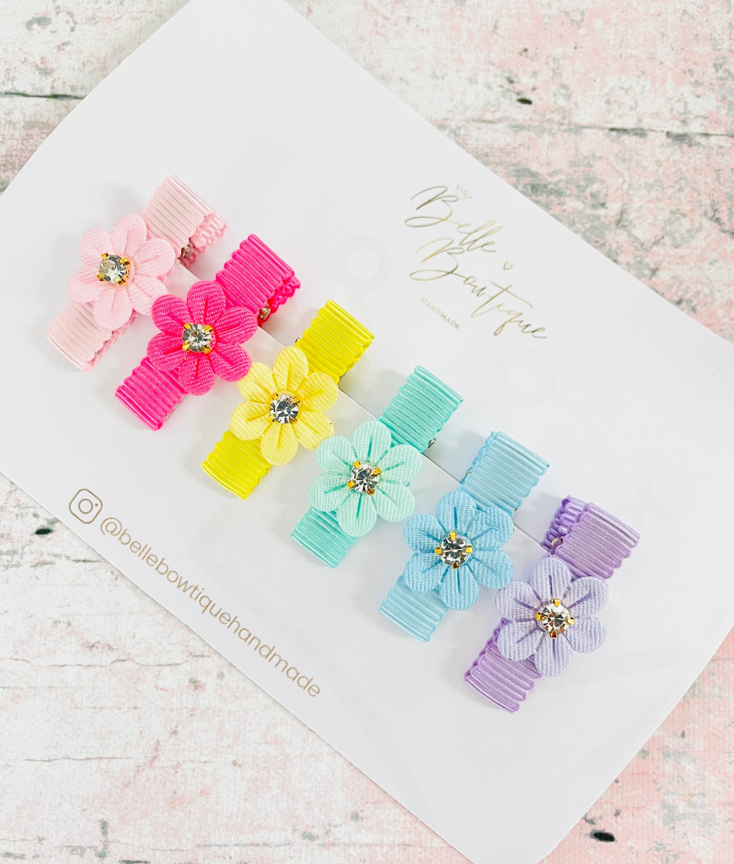 Flower Jewel Fully Lined Clips