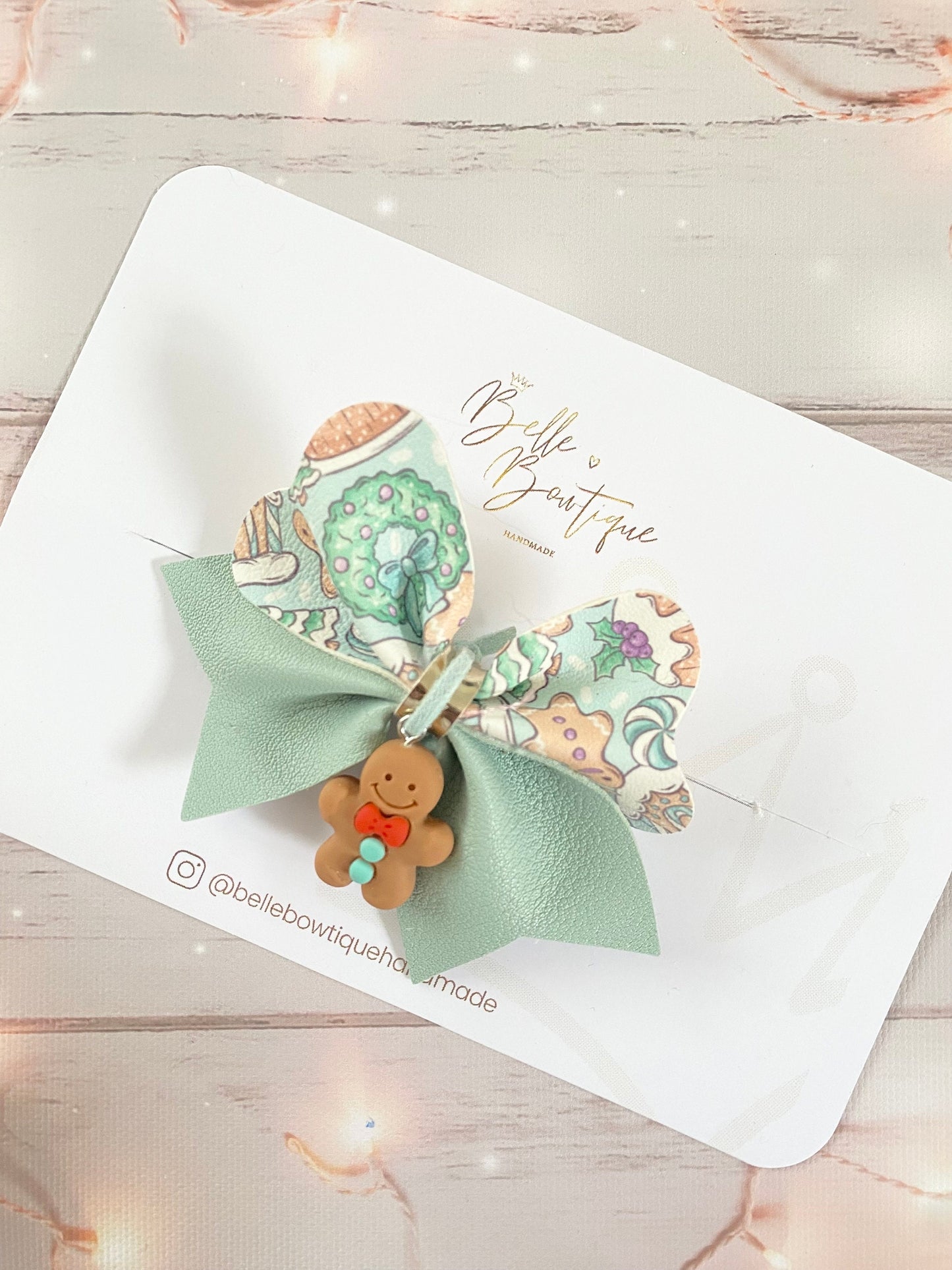 Gingerbread Man Christmas Hair Bow Clip