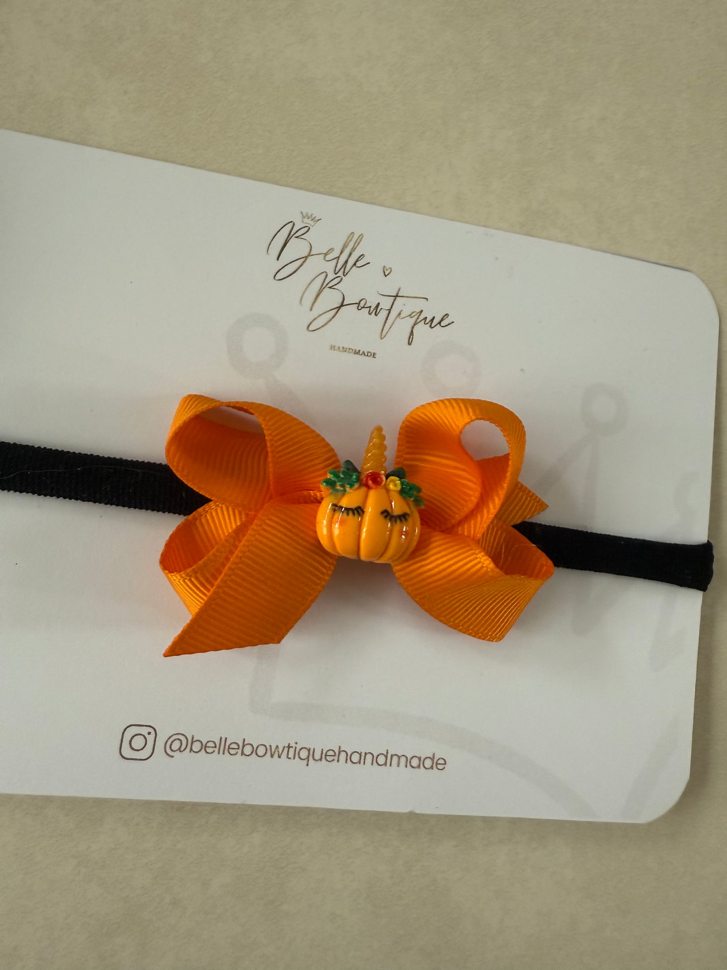 Halloween Sleepy Pumpkin Bow Headband