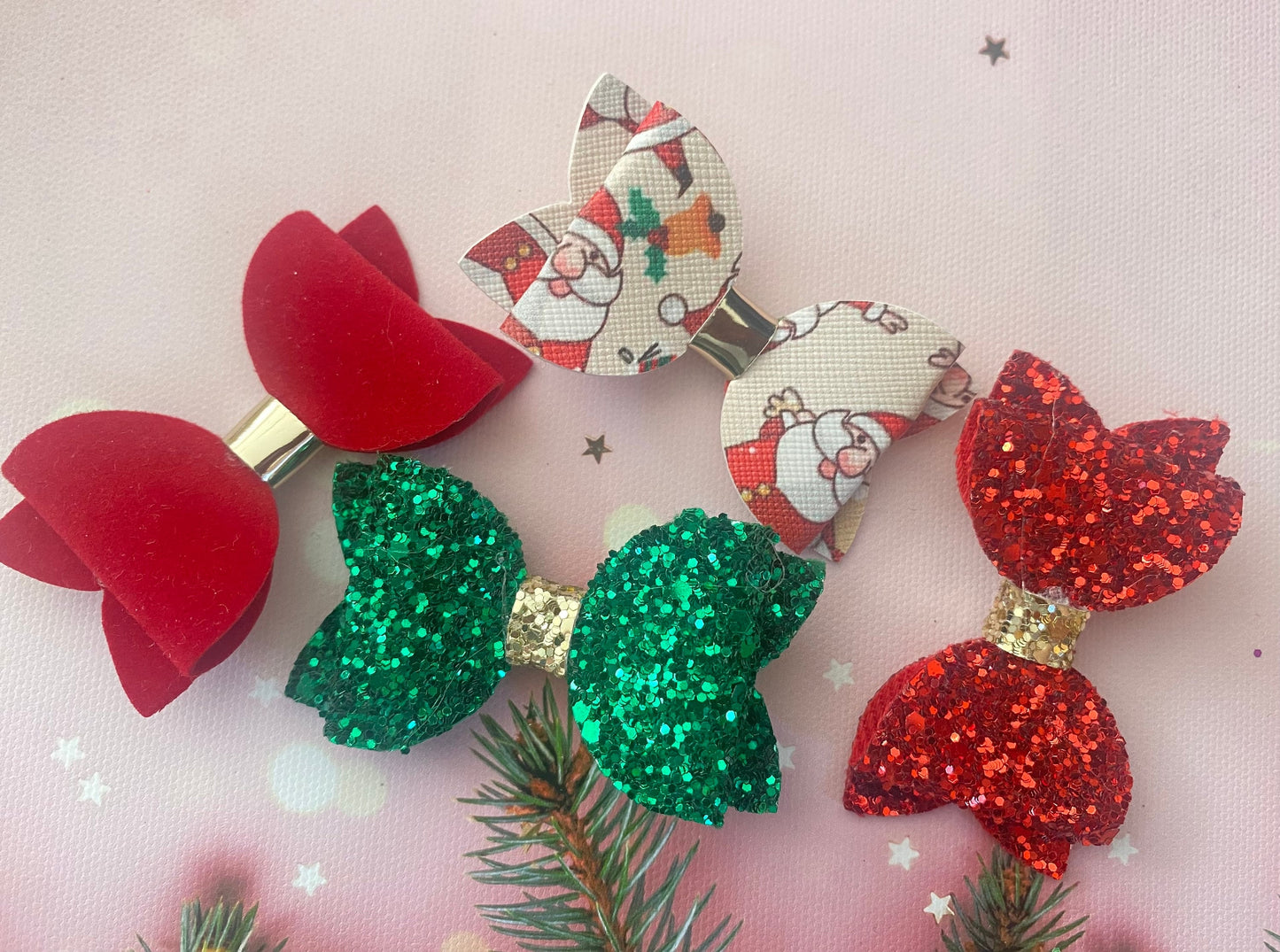 Santa Christmas Bow Set