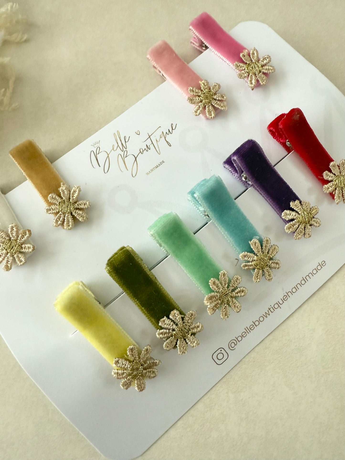Velvet fringe clips - Choose colour