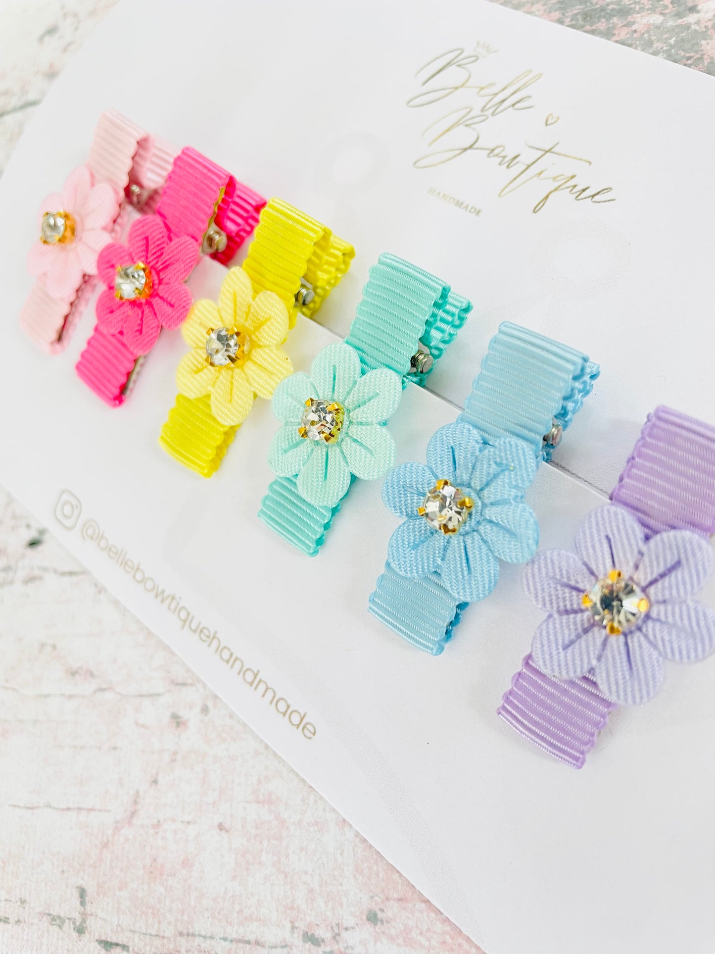 Flower Jewel Fully Lined Clips