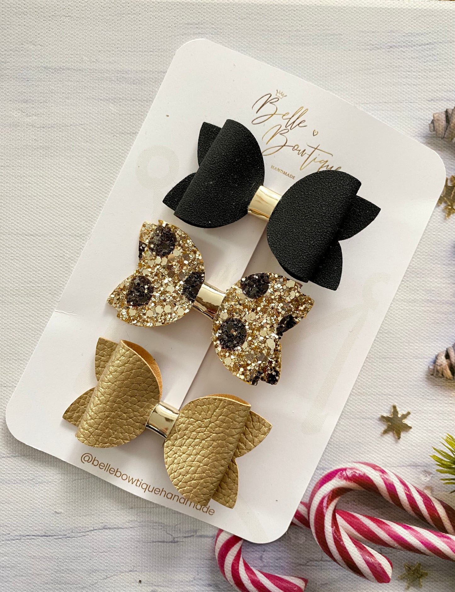 Trio Bow Set Black Gold