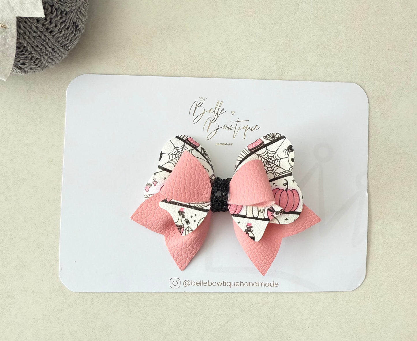 Pink and Black Halloween Hair Bow