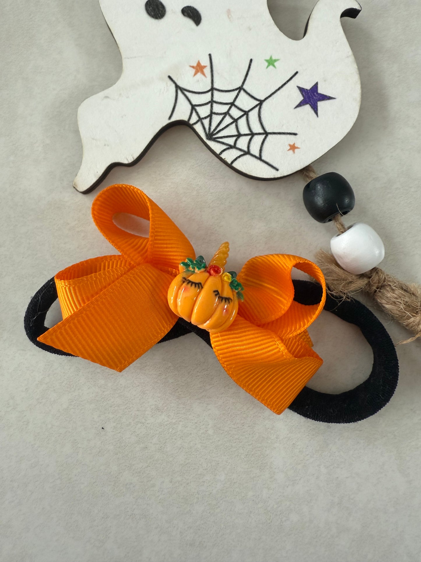 Halloween Sleepy Pumpkin Bow Headband