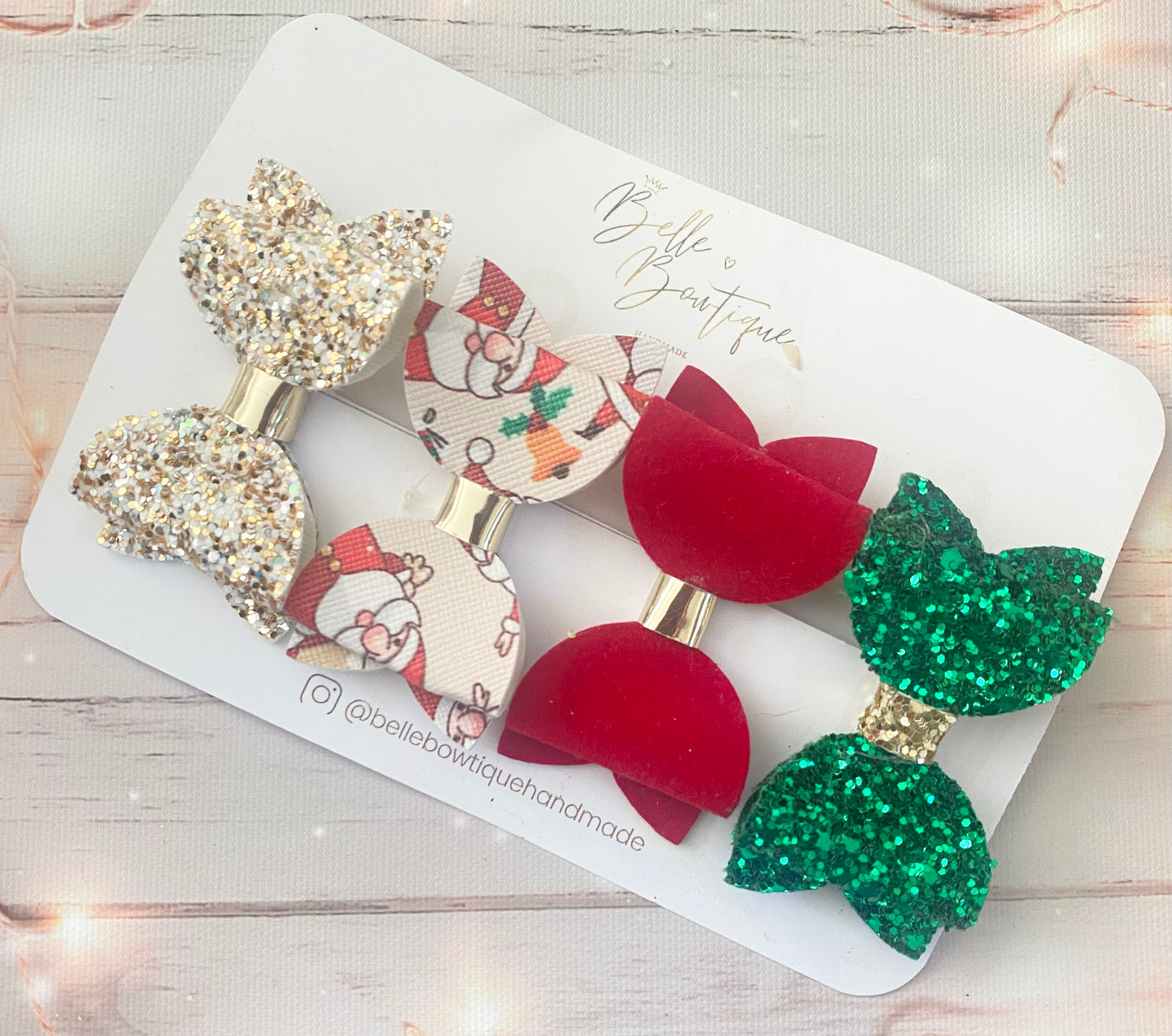 Santa Christmas Bow Set
