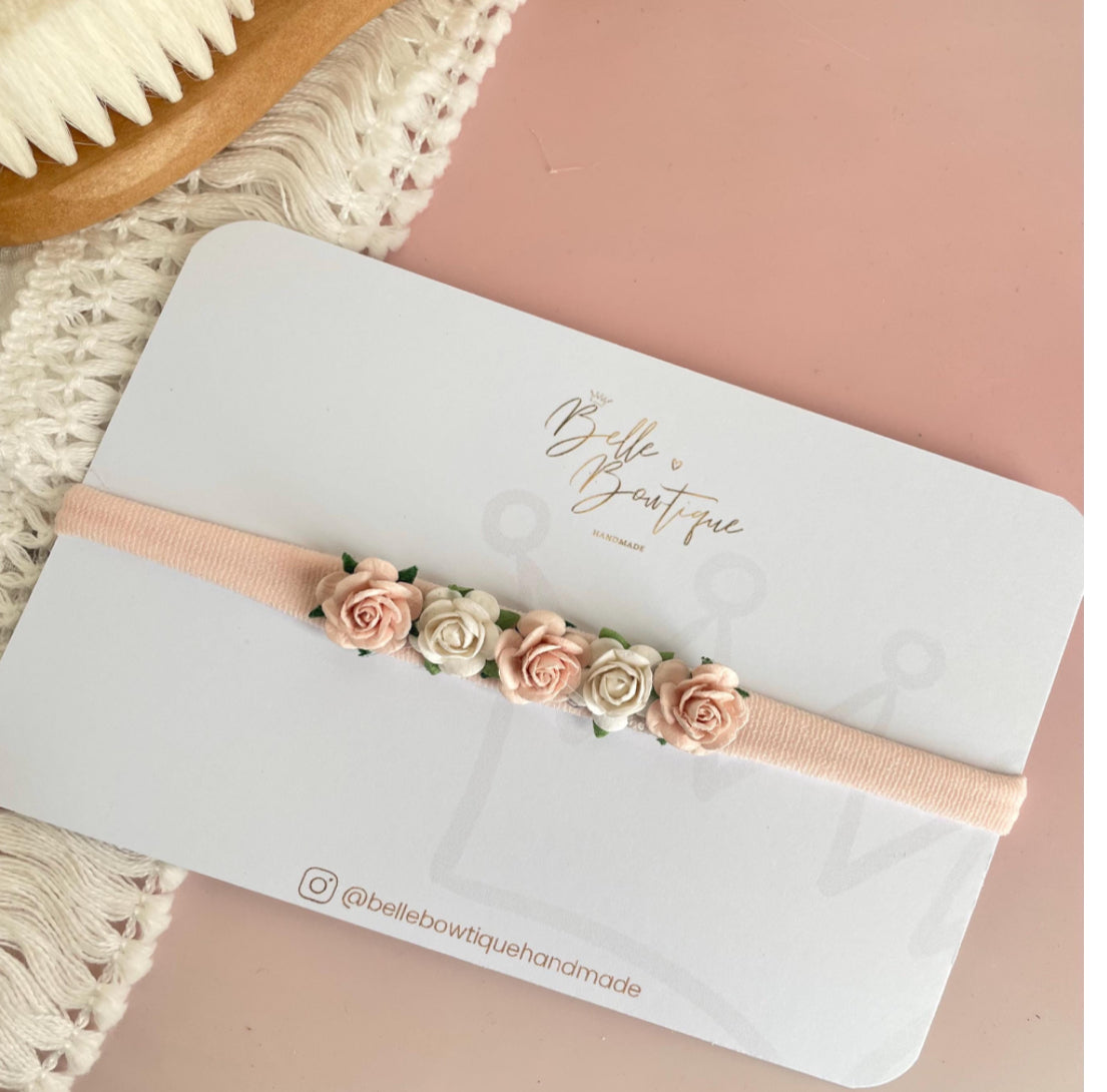 Pink and white baby headband