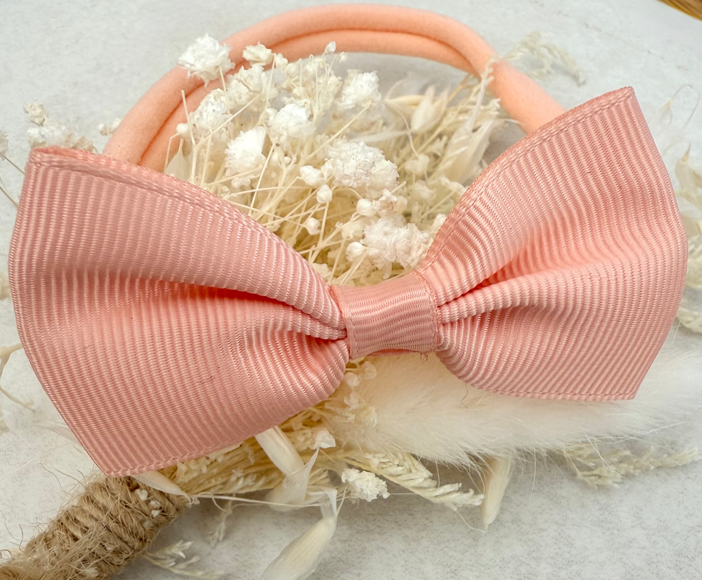 Peach Grosgrain Bow Baby Headband