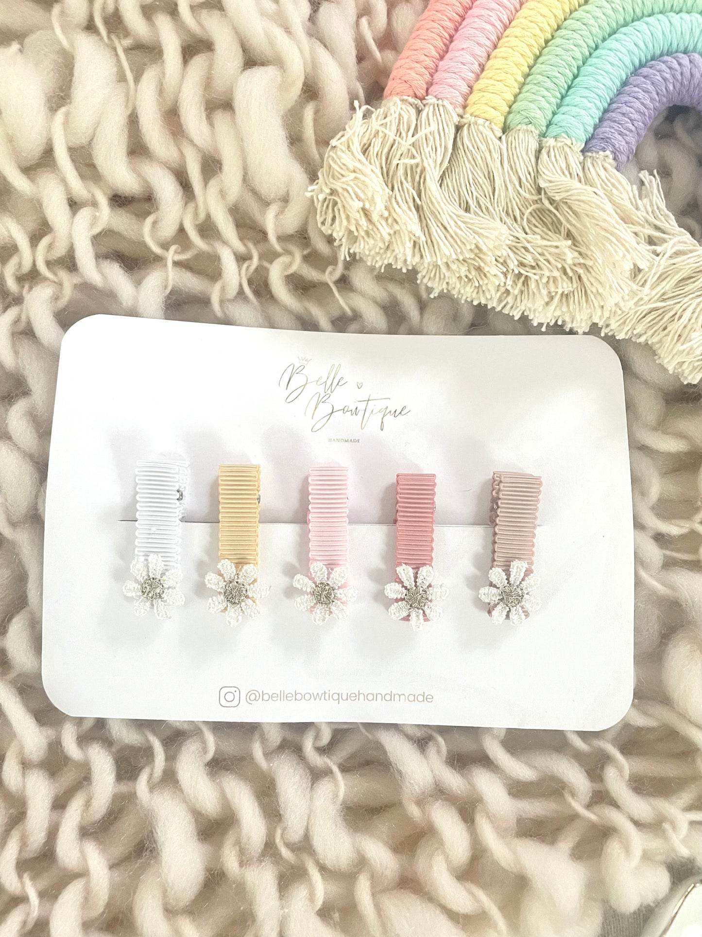 Fully Lined Flower Fringe Clips