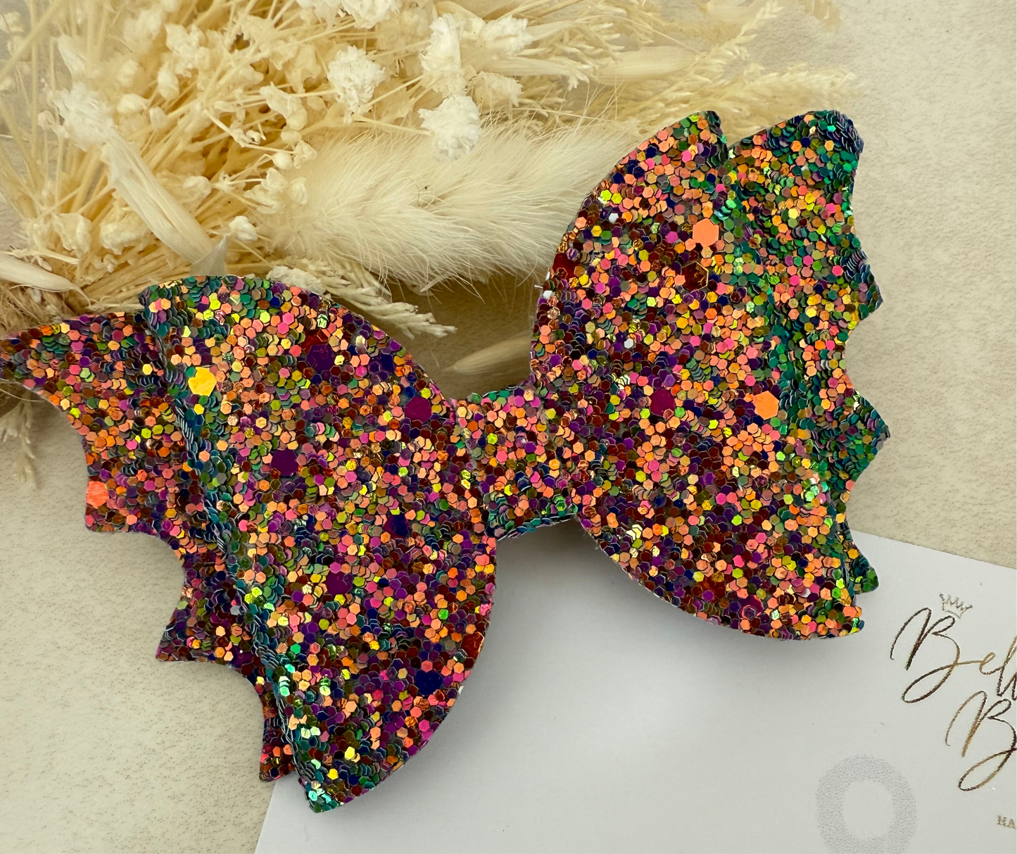 Halloween Bat Glitter Bow