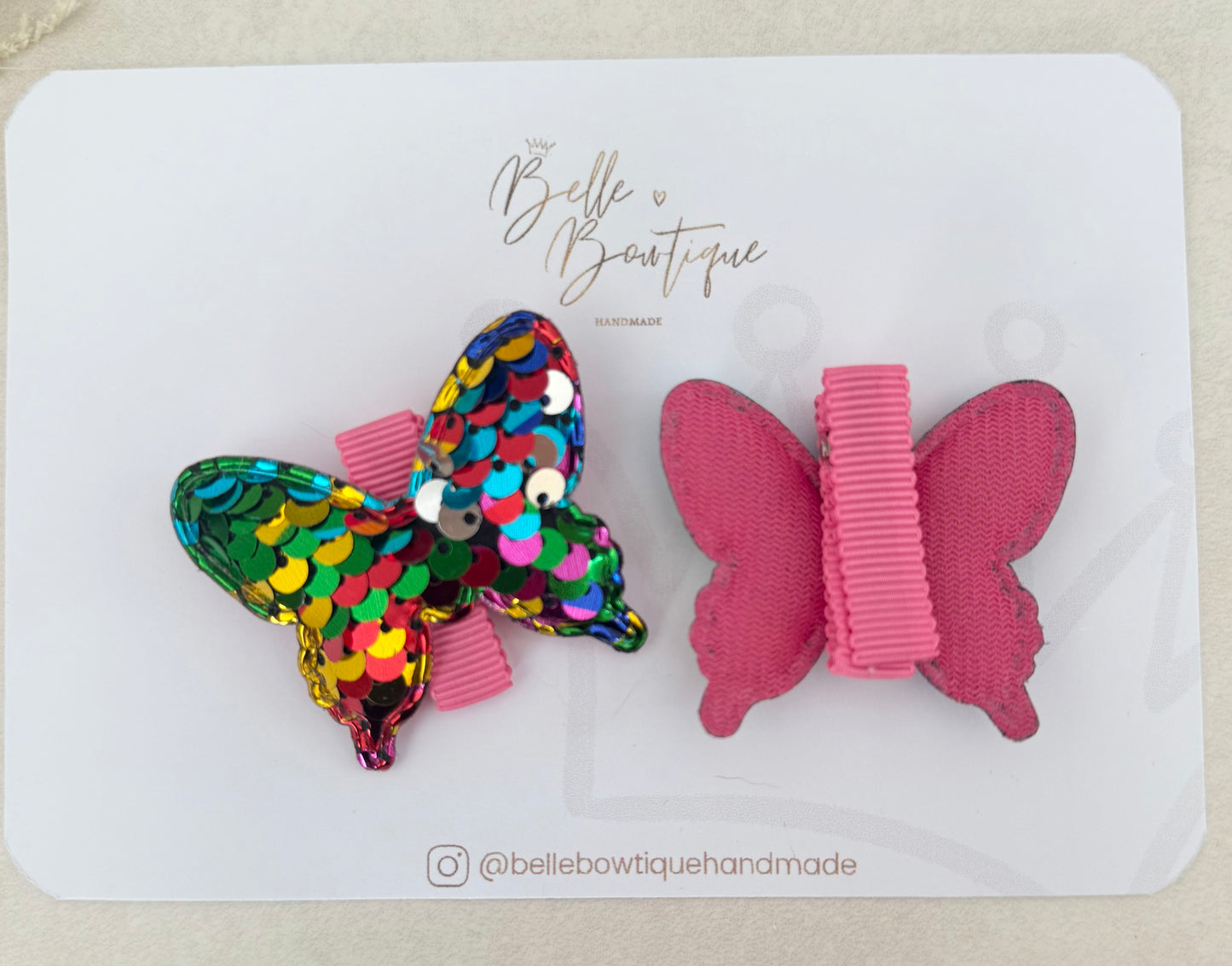 Sequin Butterfly Clips - pair