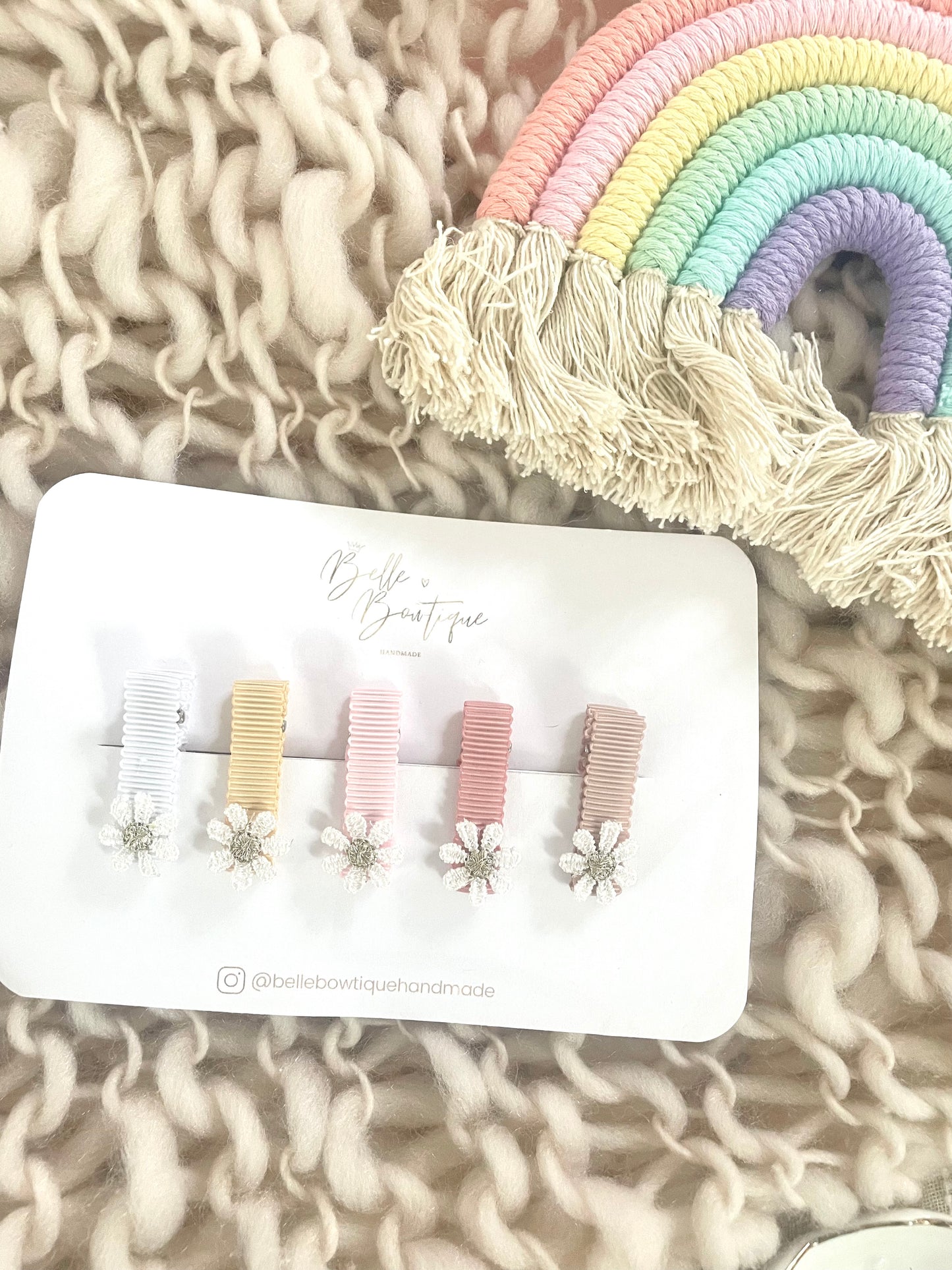 Fully Lined Flower Fringe Clips