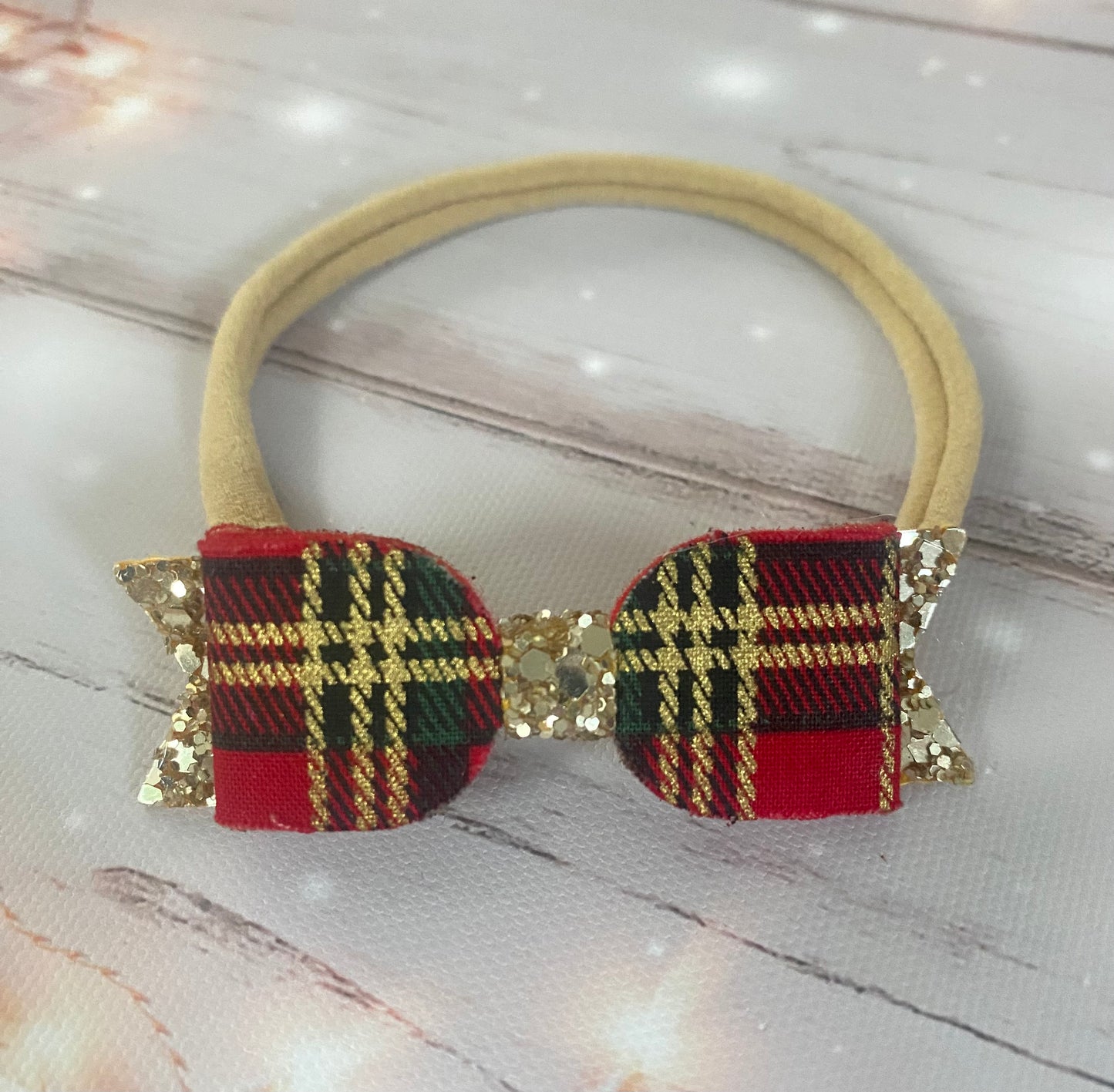 Tartan Baby Bow Christmas Headband