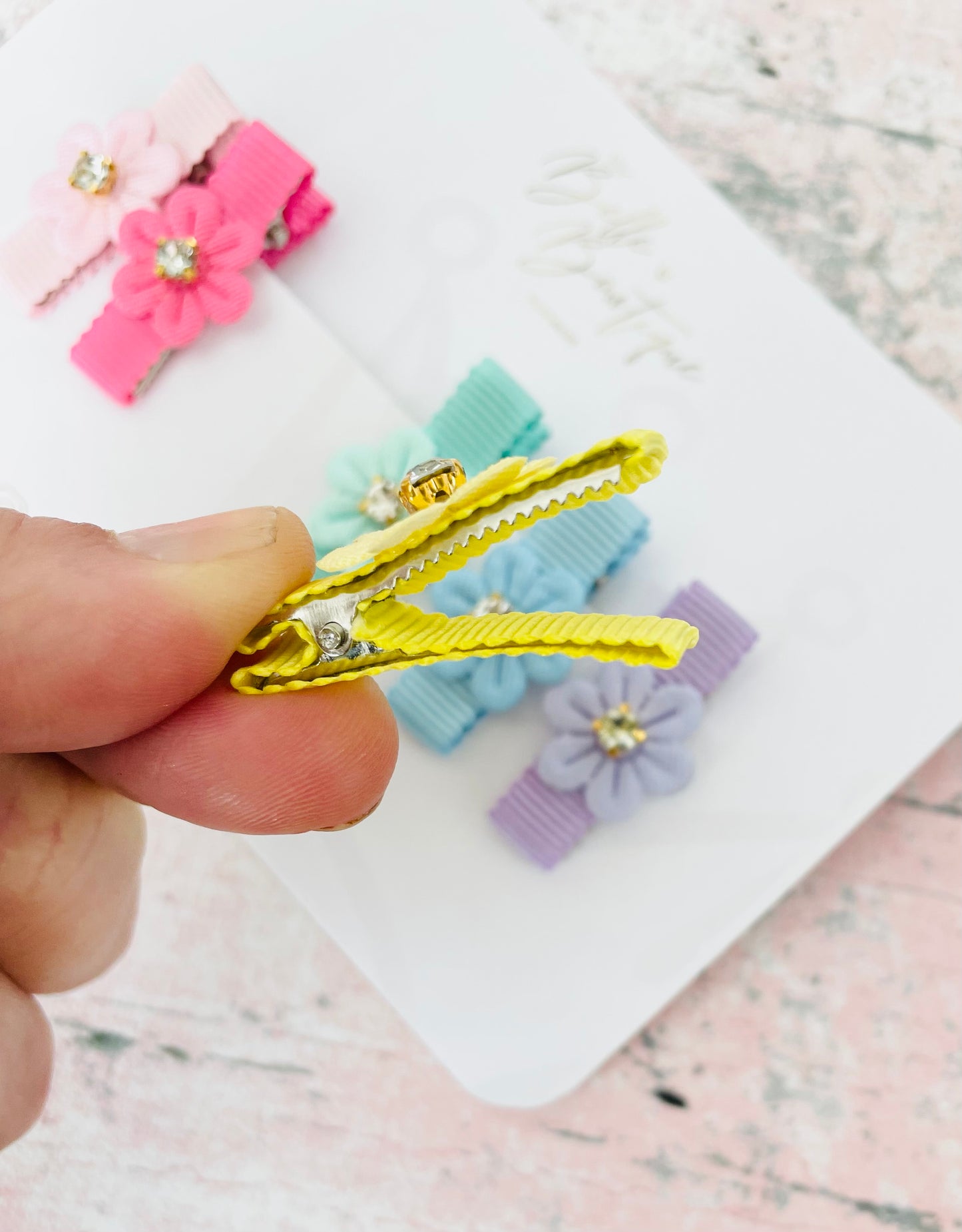 Flower Jewel Fully Lined Clips