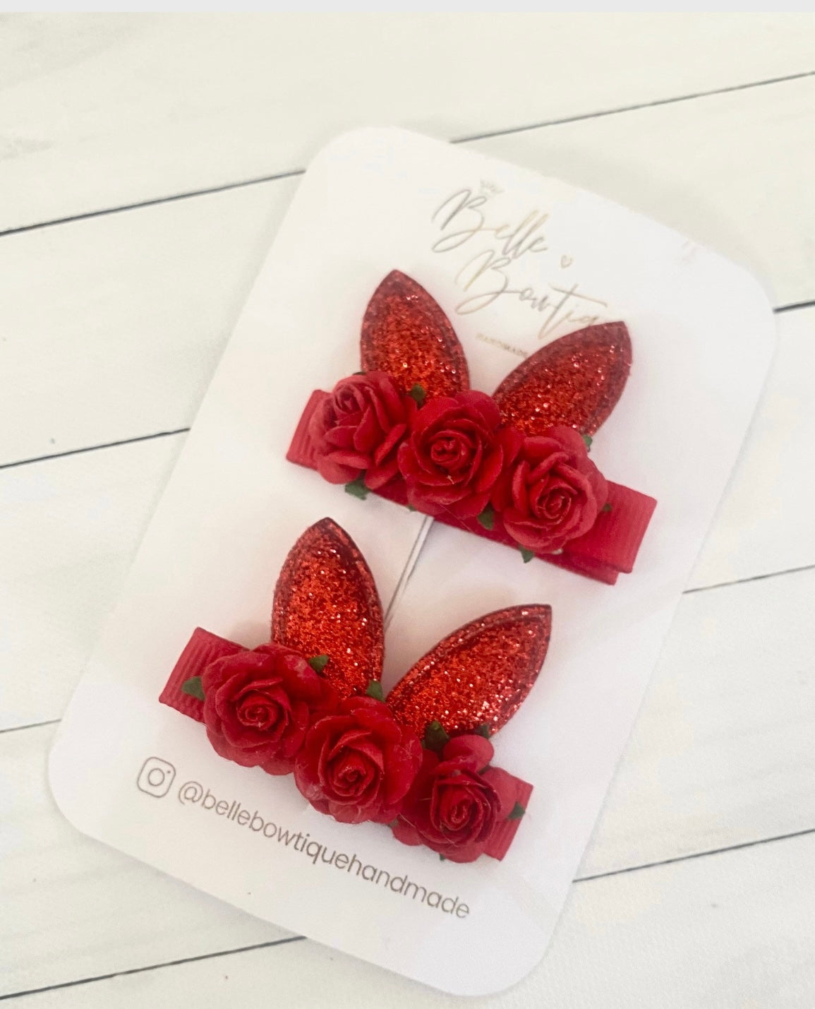 Bunny Ear Flower Clips - Choose colour - 1 pair