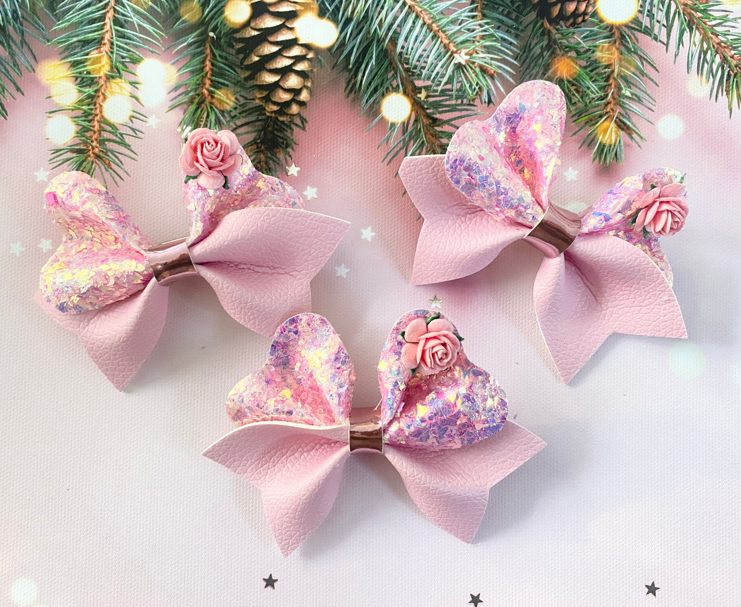 Pink Tinsel Glitter Bow
