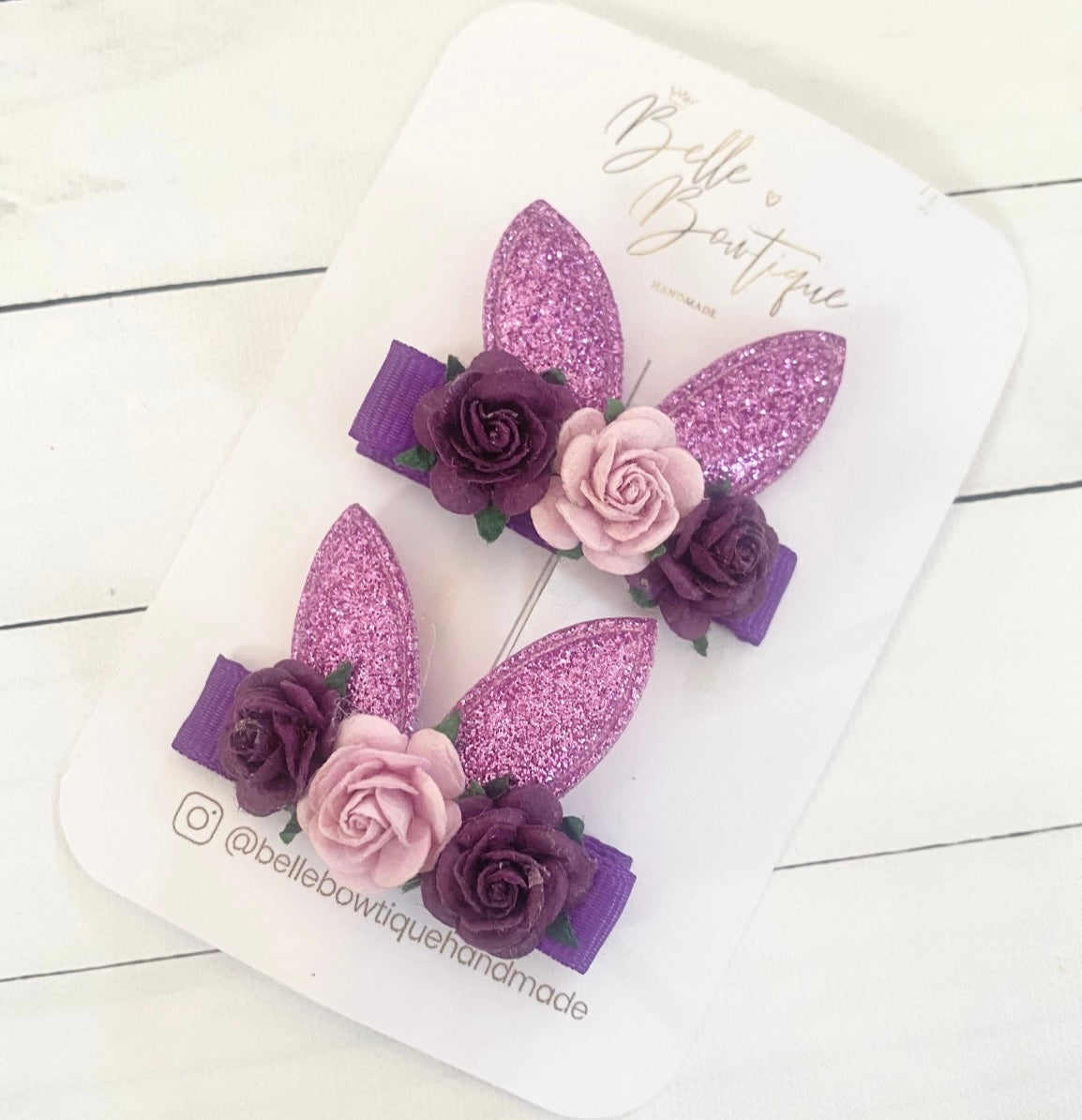 Bunny Ear Flower Clips - Choose colour - 1 pair