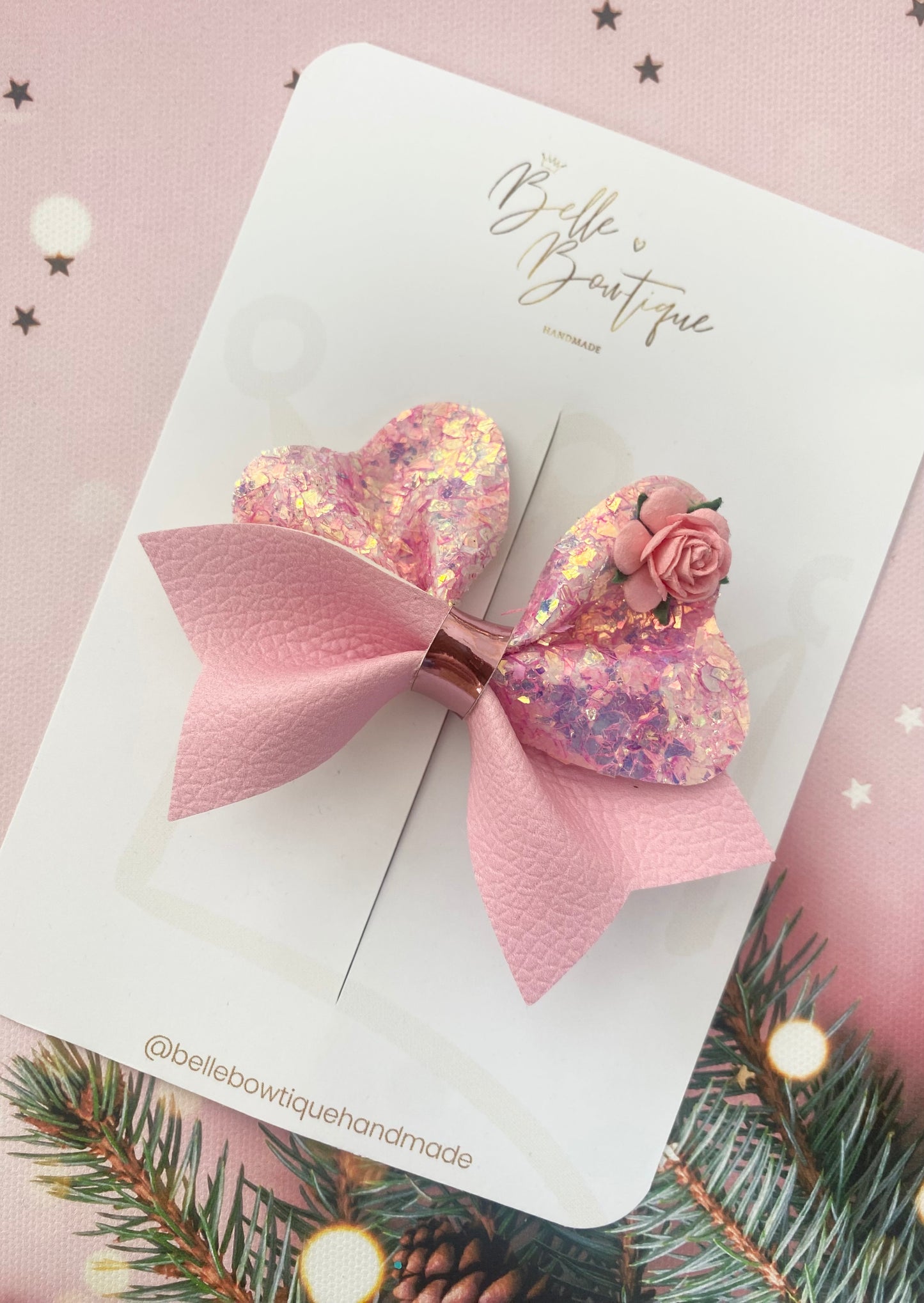 Pink Tinsel Glitter Bow