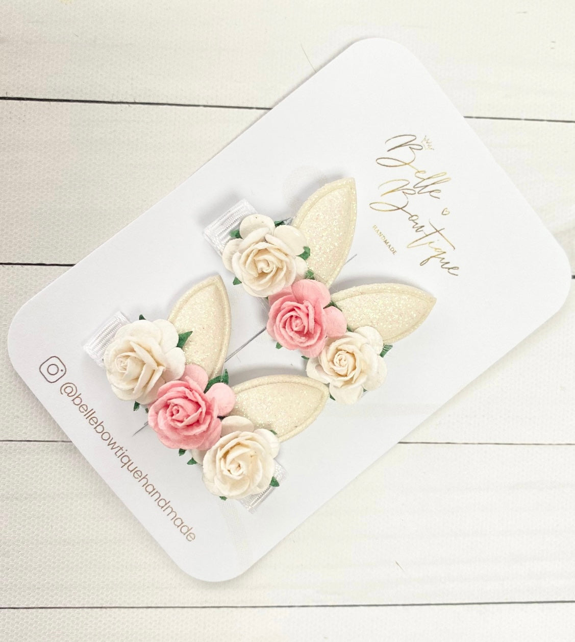Bunny Ear Flower Clips - Choose colour - 1 pair