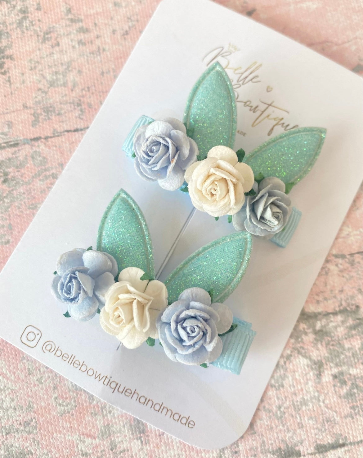 Bunny Ear Flower Clips - Choose colour - 1 pair