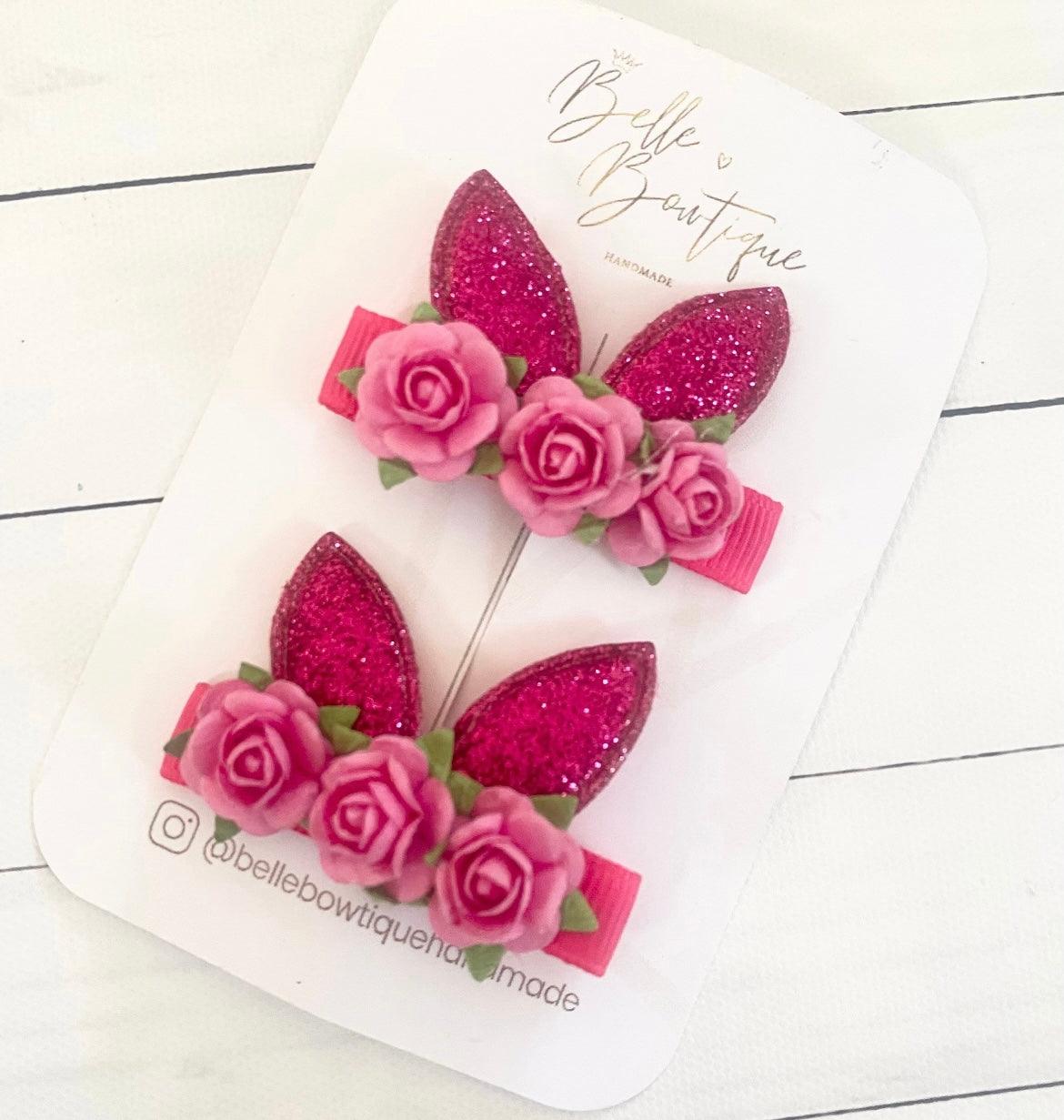 Bunny Ear Flower Clips - Choose colour - 1 pair