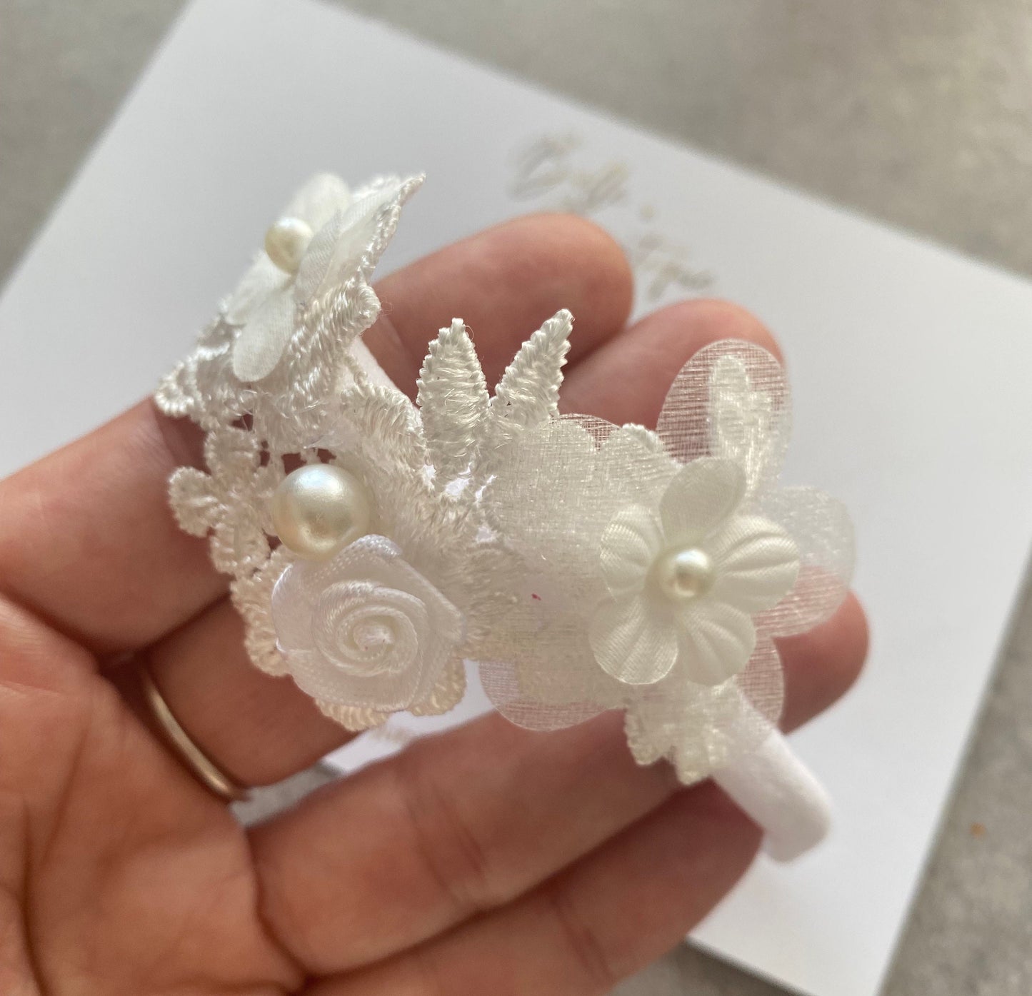 baby christening headband | newborn gift | white lace headband | Ivory Cream headband | baby gift-| Baptism headband | christening headband