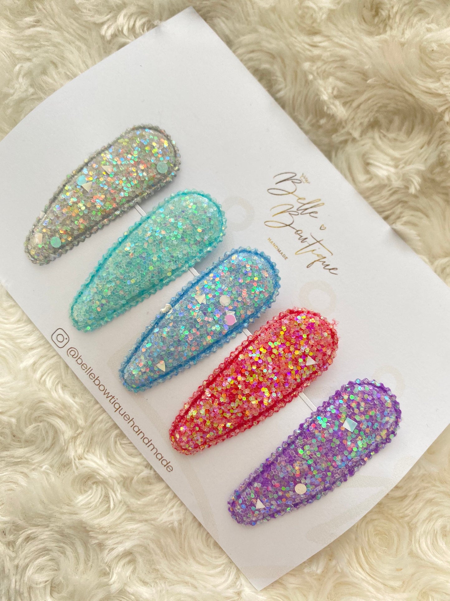 Girls Glitter Snap Clips - Toddler Hair Clips - Fringe Clips - Glitter Clips for Girls - Hair Clips - Girls Hair Accessories