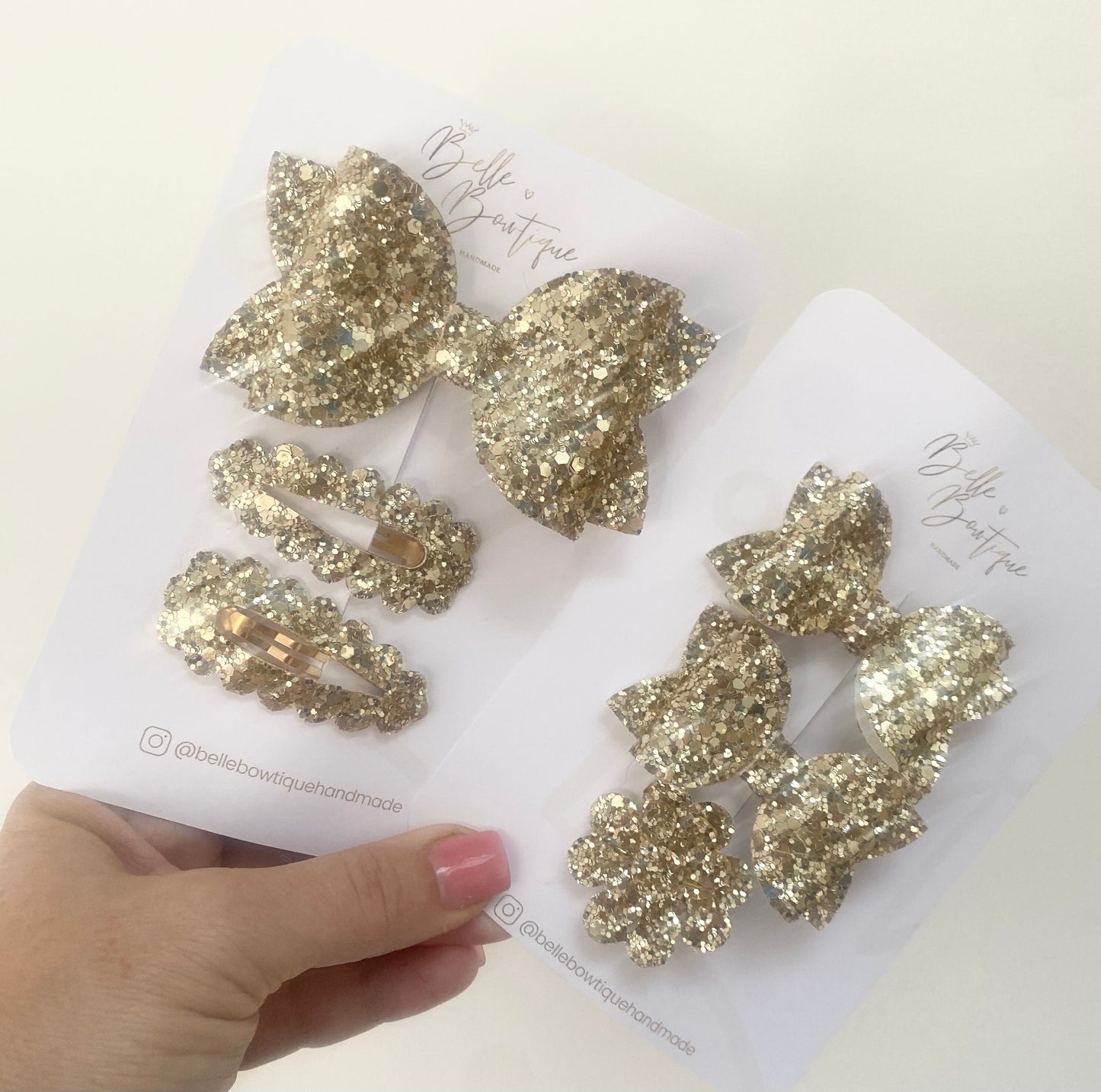 Classic Collection | Baby Gold Glitter Bow | Girls Headband | Toddler Hair Accessories | Newborn Bows | Gold Snap Clip | Gold Bobbles