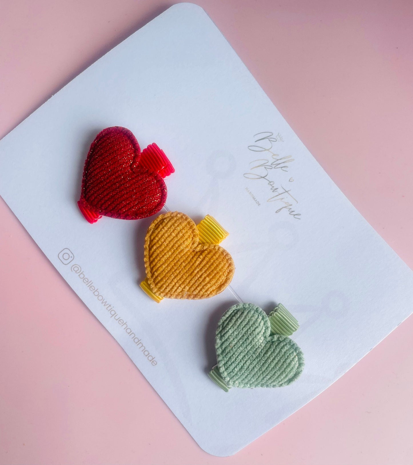 Fabric Heart fringe clips - small clips - mini clips - Hair clips for girls - small clips - toddler hair clips - baby hair clips