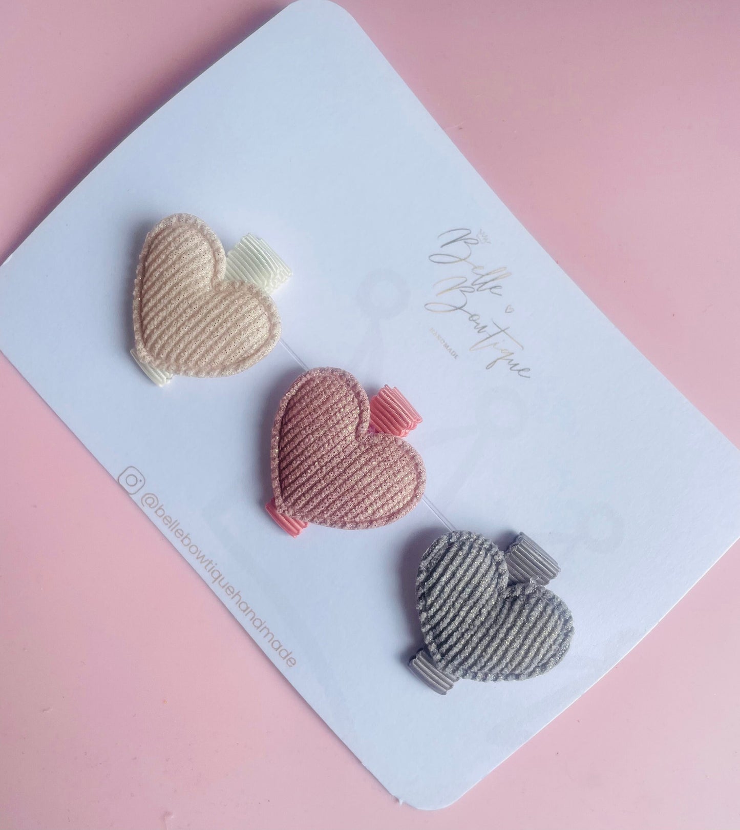 Fabric Heart fringe clips - small clips - mini clips - Hair clips for girls - small clips - toddler hair clips - baby hair clips