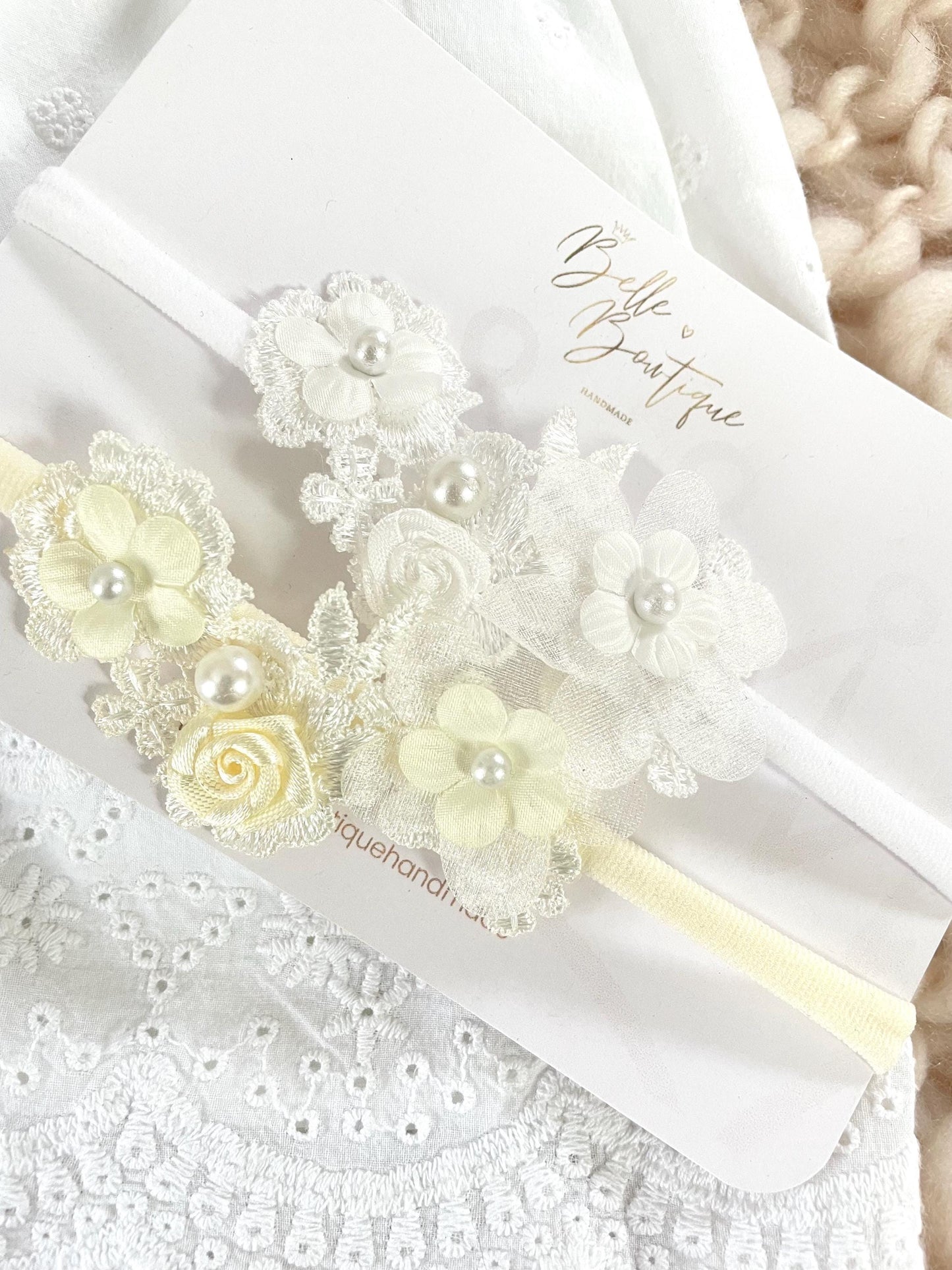 baby christening headband | newborn gift | white lace headband | Ivory Cream headband | baby gift-| Baptism headband | christening headband