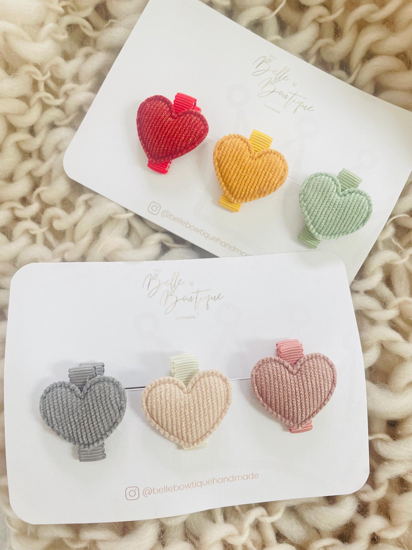 Fabric Heart fringe clips - small clips - mini clips - Hair clips for girls - small clips - toddler hair clips - baby hair clips