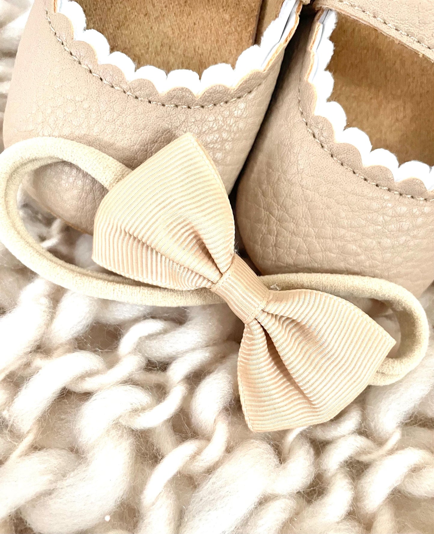 Beige Grosgrain ribbon headband nylon dainty headband baby headband baby girl headband basic neutral newborn headband