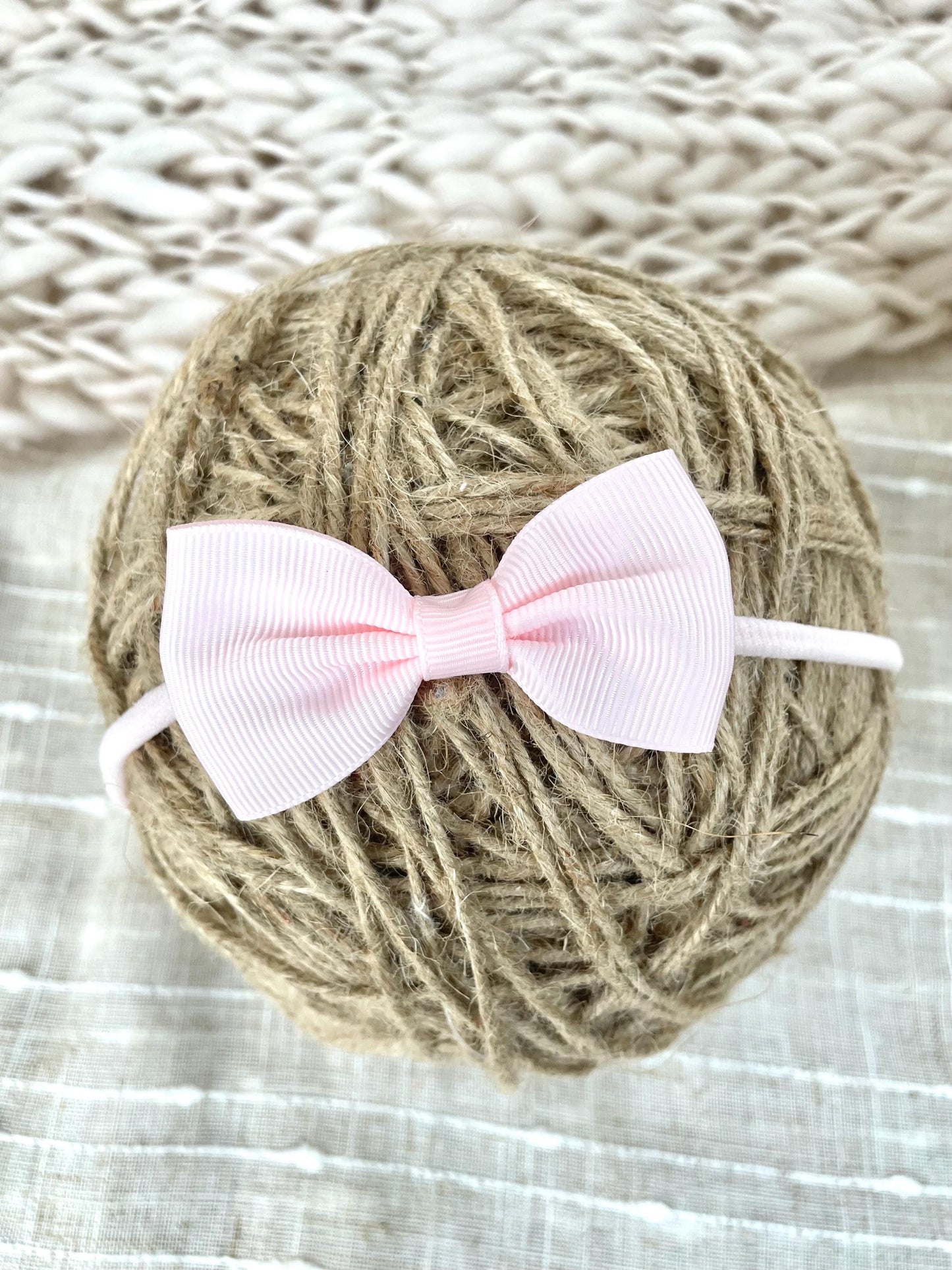 Pink Grosgrain Baby Headband with Soft Nylon Band - Newborn Toddler Headband - Comfortable Baby Hair Accessories - Perfect for Baby Girls
