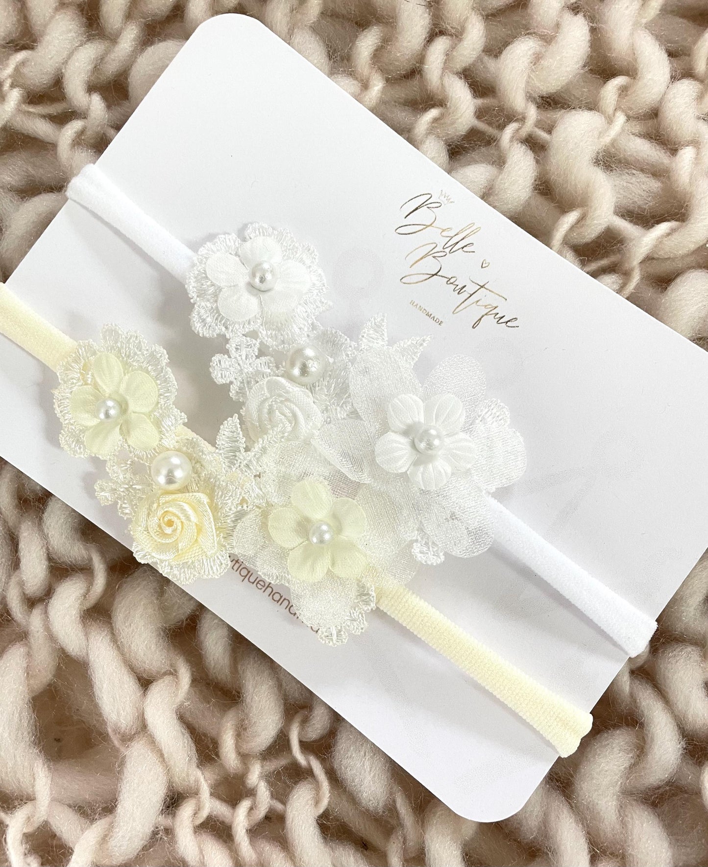 baby christening headband | newborn gift | white lace headband | Ivory Cream headband | baby gift-| Baptism headband | christening headband