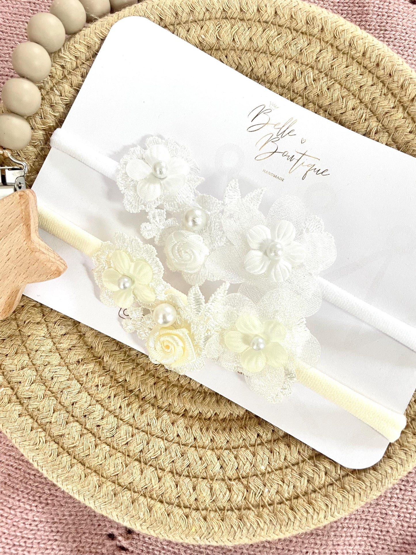 baby christening headband | newborn gift | white lace headband | Ivory Cream headband | baby gift-| Baptism headband | christening headband
