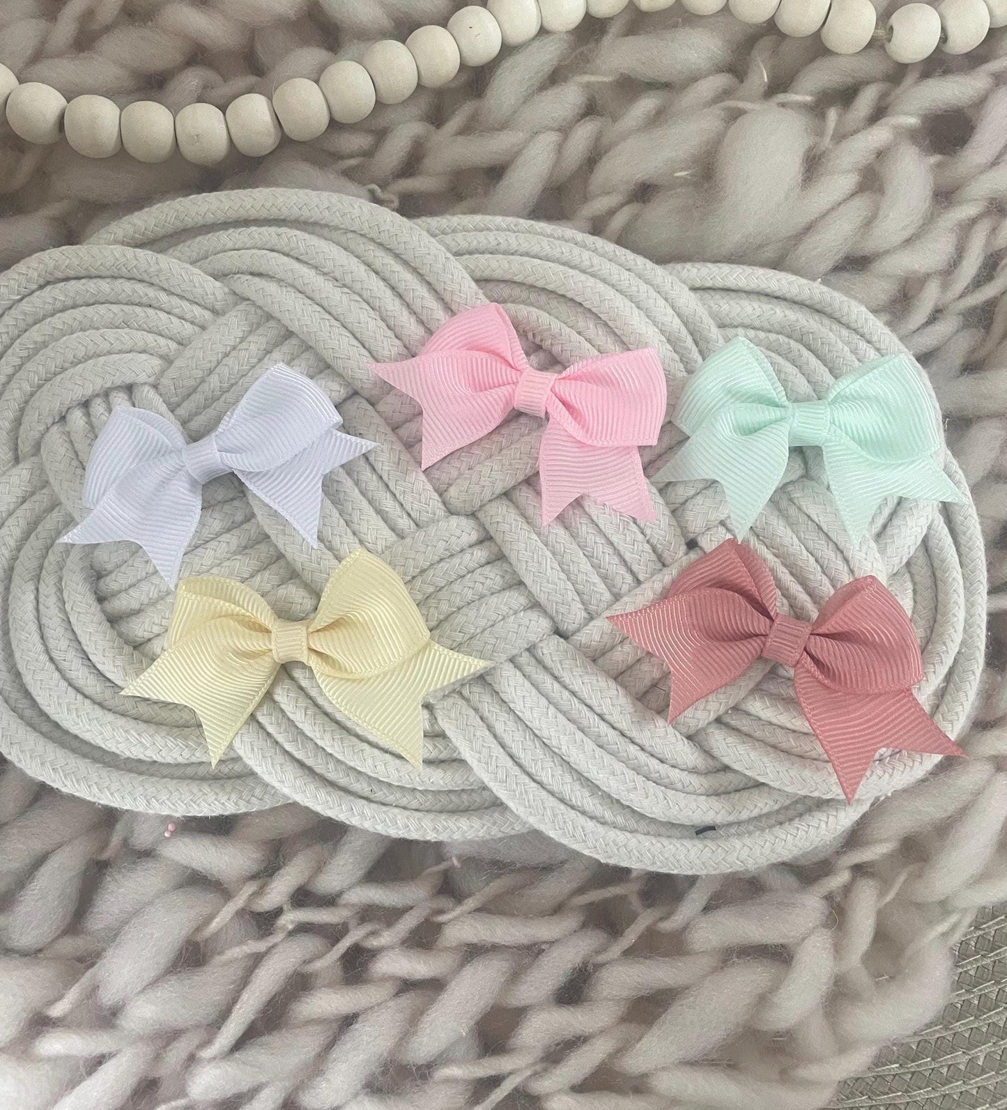 Ribbon Bow Hair Clips Fringe clips pack of 5- Baby Hair Bows for Girls - Groisgrain ribbon Clip pack - toddler clip small - baby hair clip
