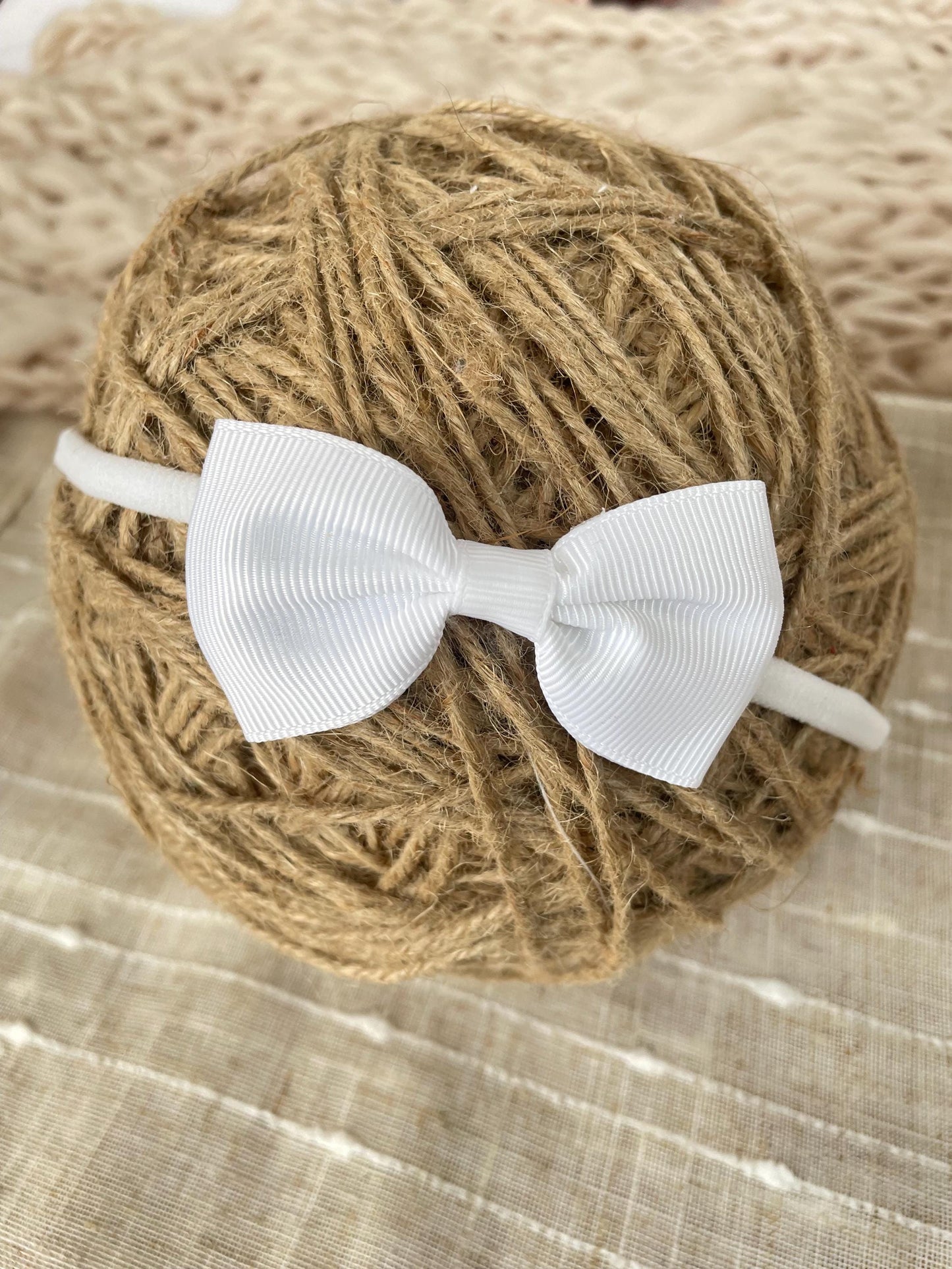 White Grosgrain ribbon headband nylon dainty headband baby headband baby girl headband basic white newborn headband