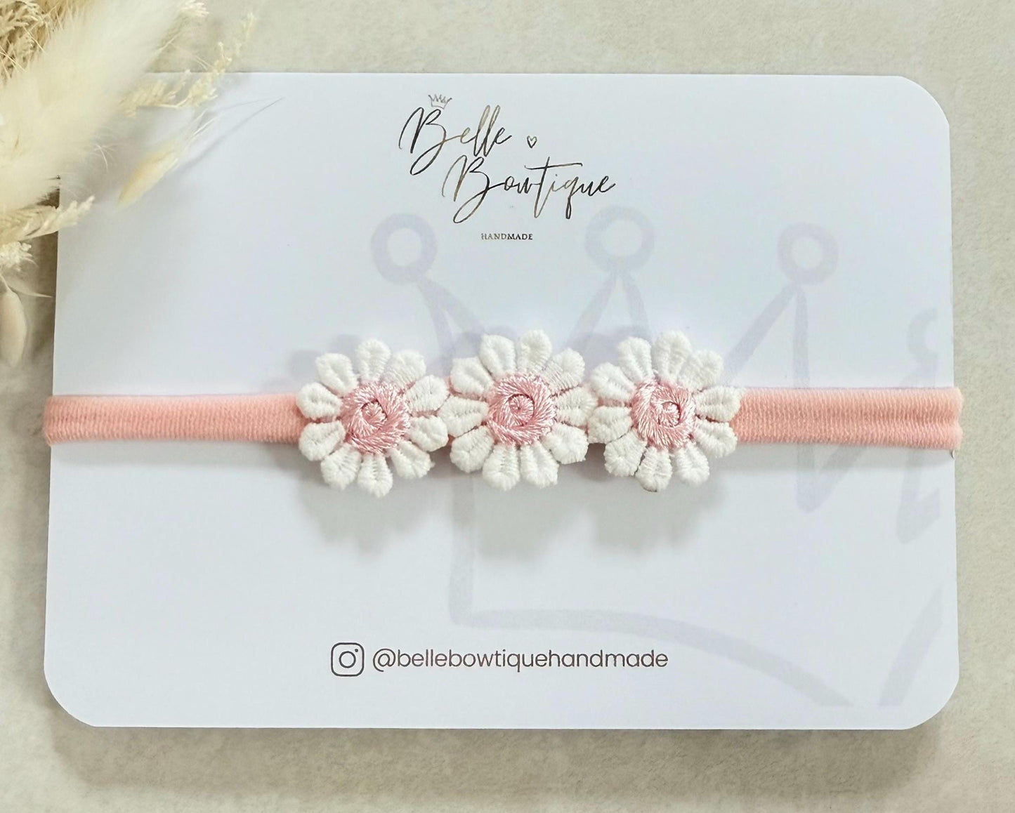 Pink Daisy headband nylon soft dainty headband baby headband baby girl headband pink baby headband