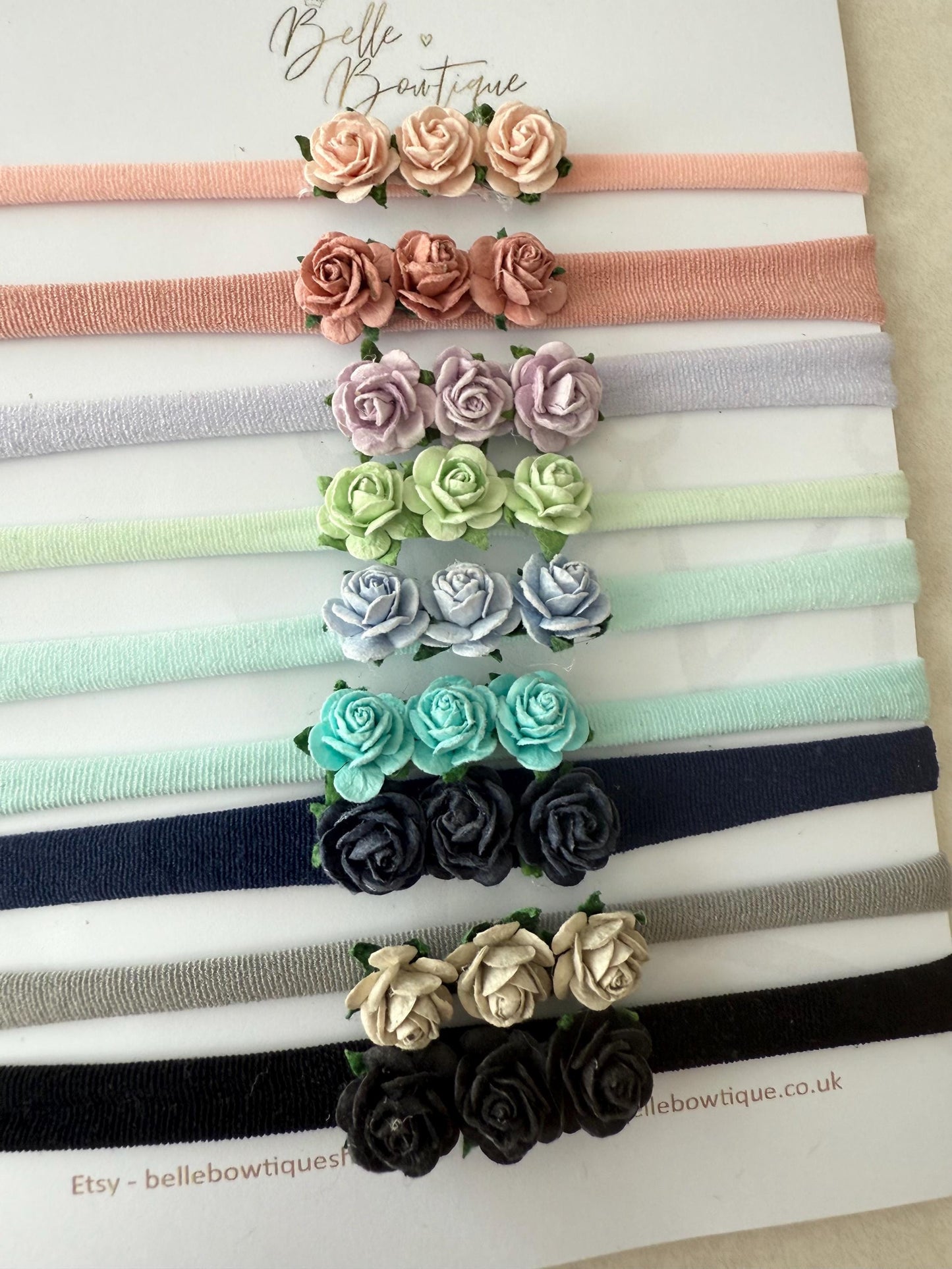 Rose Flower Baby Headband – Soft Stretchy Headband One Size Newborns, Toddlers to Adult