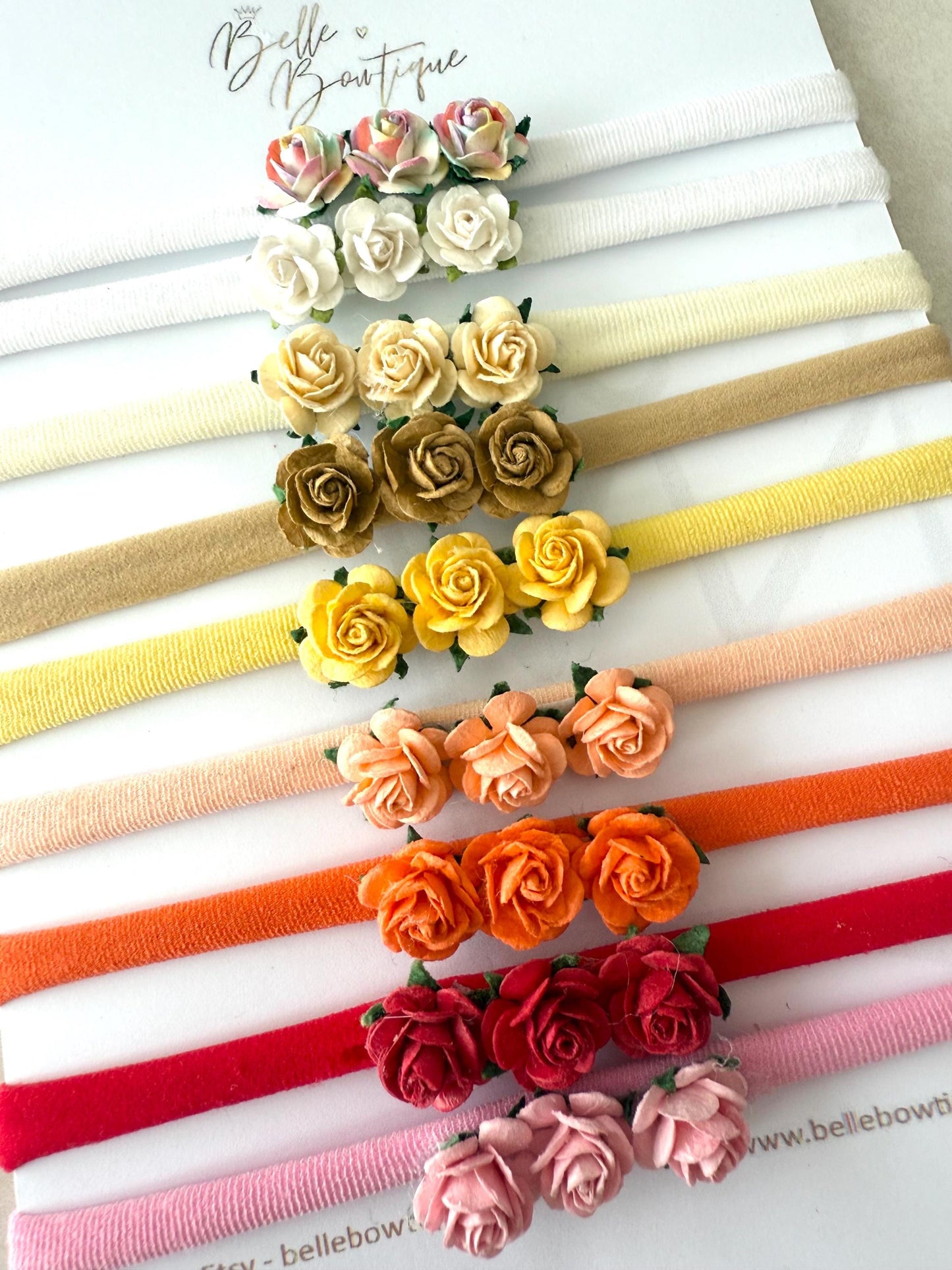 Rose Flower Baby Headband – Soft Stretchy Headband One Size Newborns, Toddlers to Adult