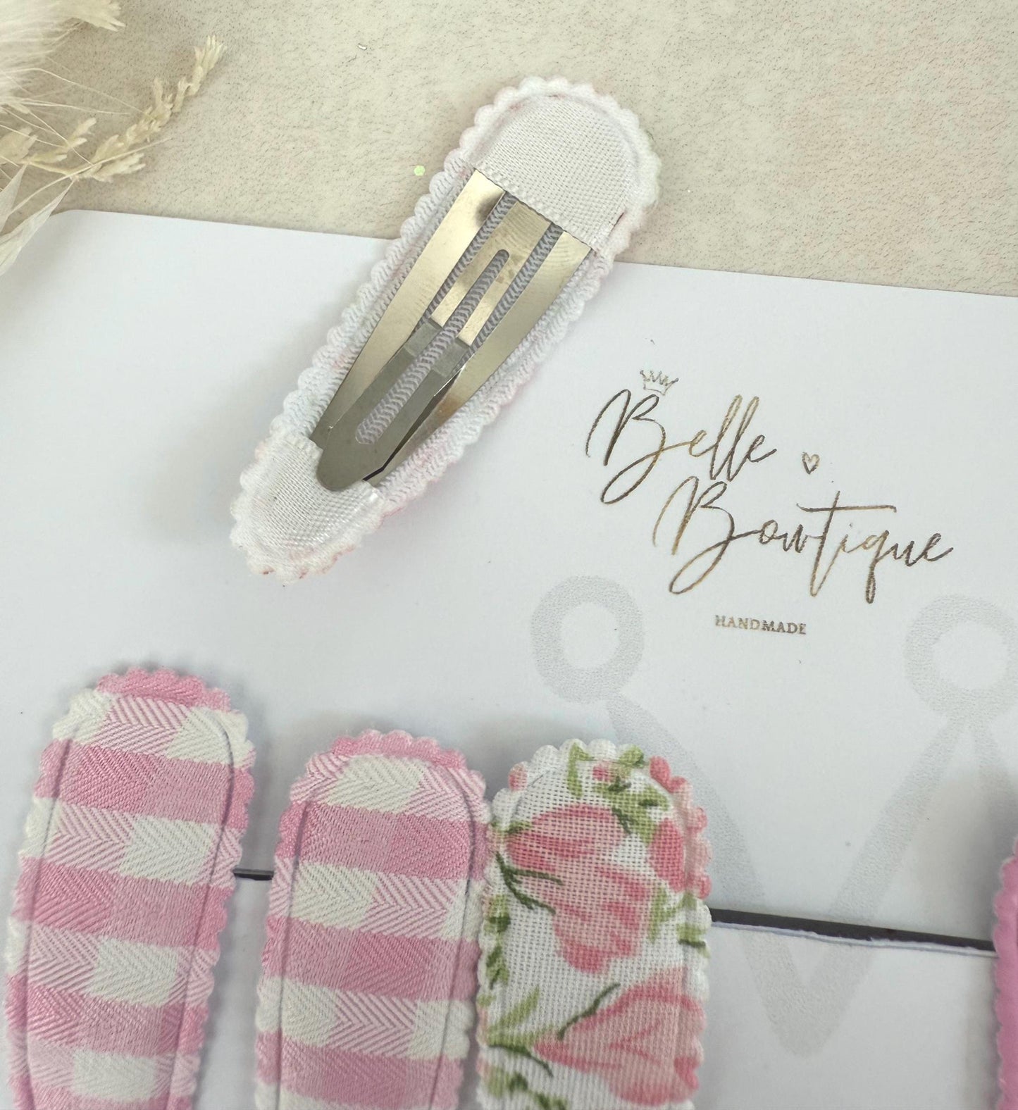 Pink Flower Snap Hair Clips – Fabric Covered Baby & Girls Hair Accessories