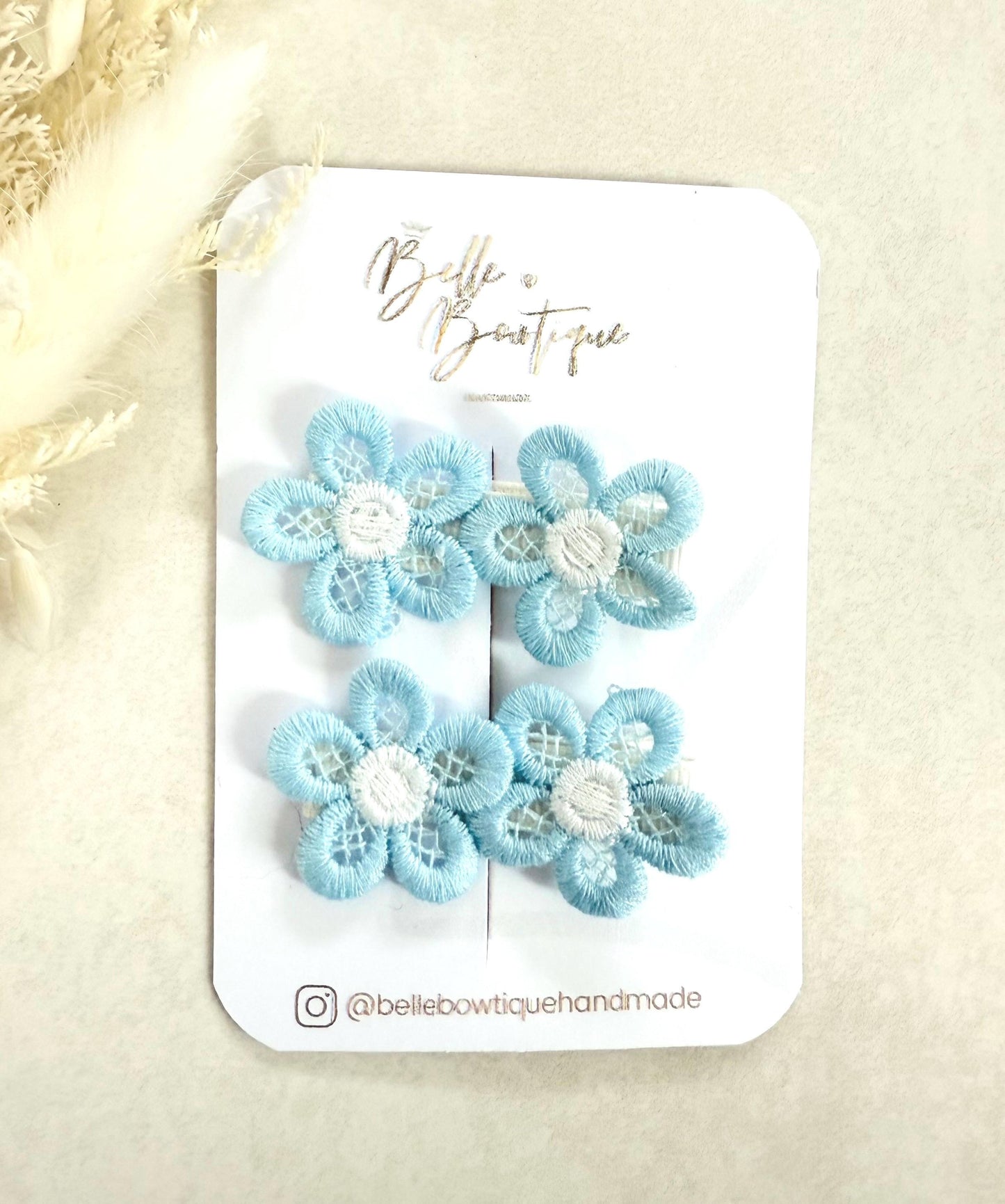 A pair of flower fringe lined clips - mini clips - Hair clips for girls - small clips - toddler hair clips - baby hair clips - fully lined